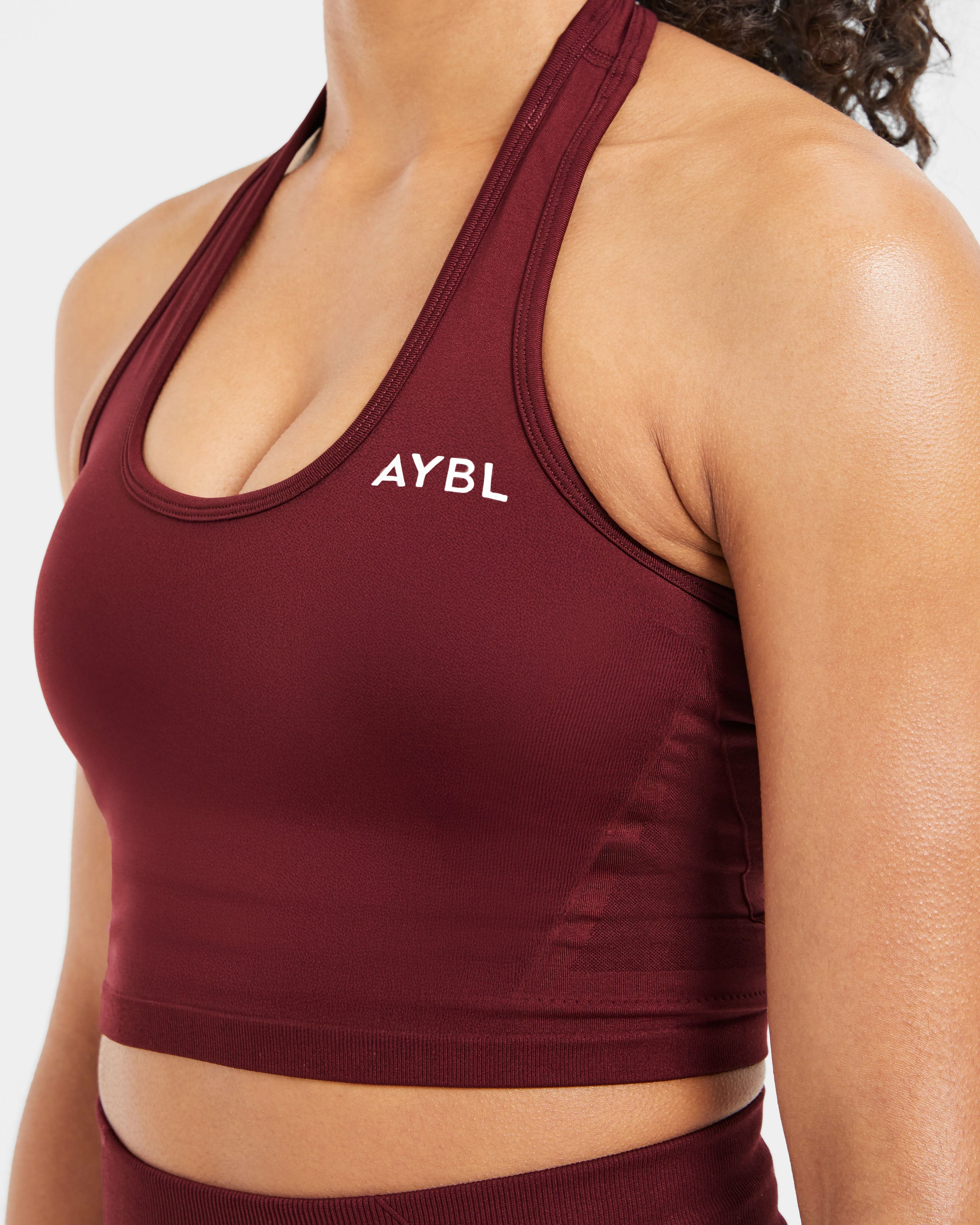Empower Seamless Halterneck Crop Top - Red Wine - Image 5