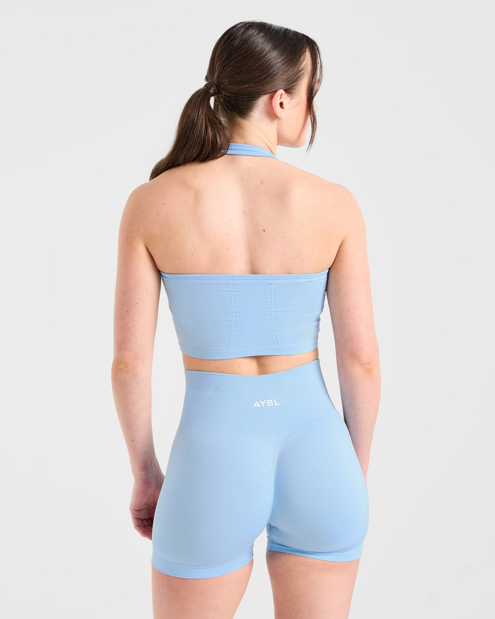 Empower Seamless Halterneck Crop Top - Sky Blue - Image 2