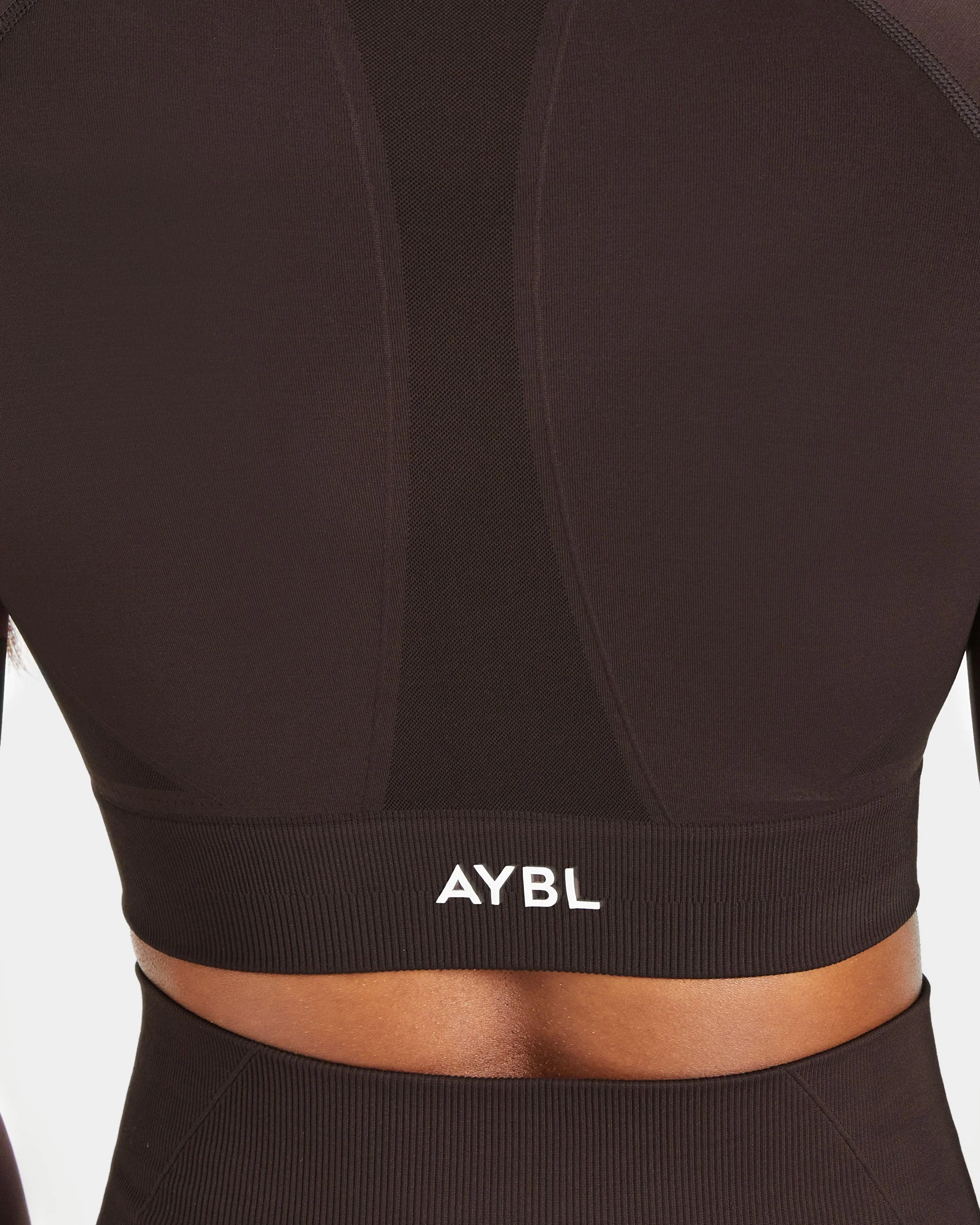 Empower Seamless Long Sleeve Crop Top - Cocoa Brown - Image 6
