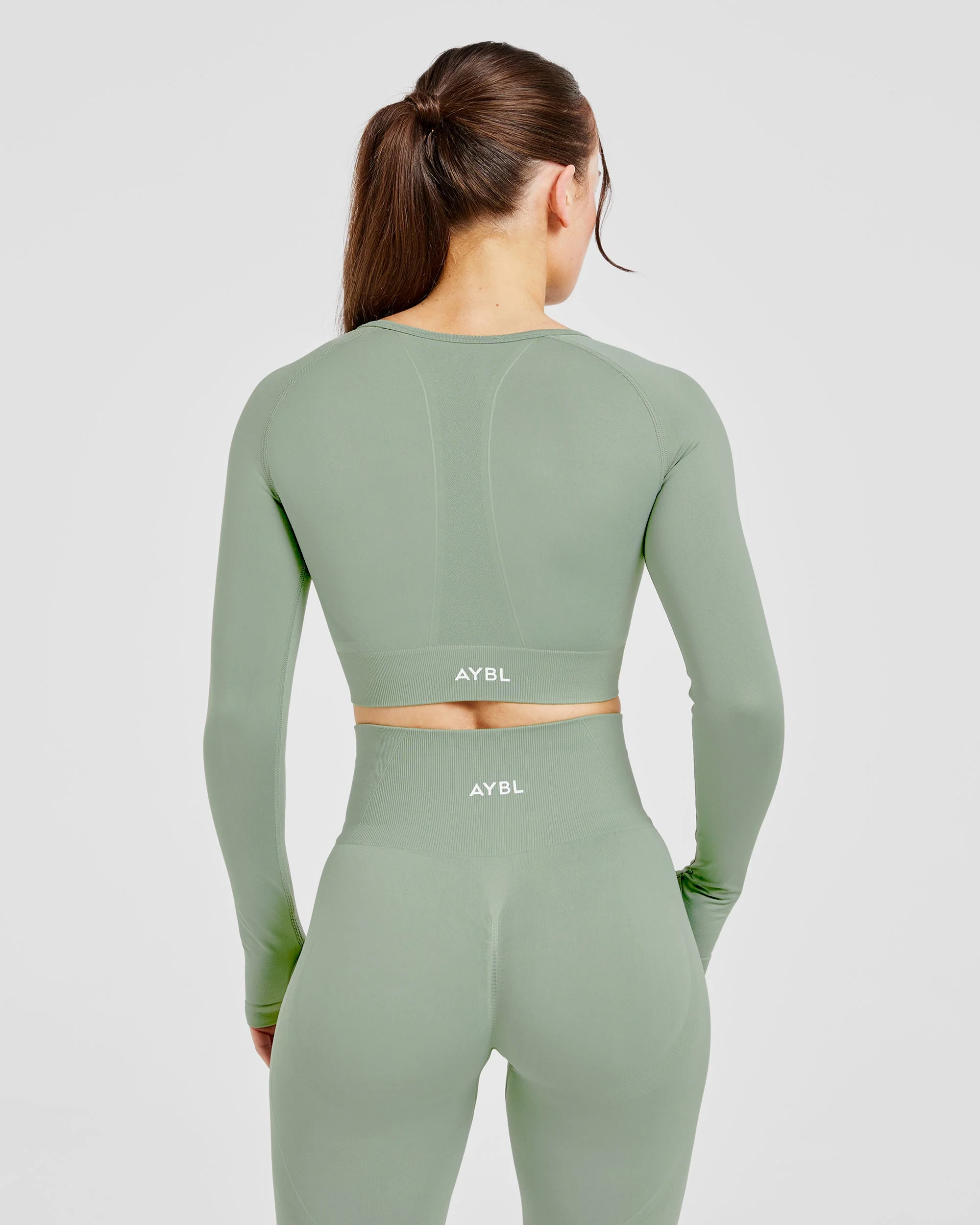 Empower Seamless Long Sleeve Crop Top - Grove Green - Image 2