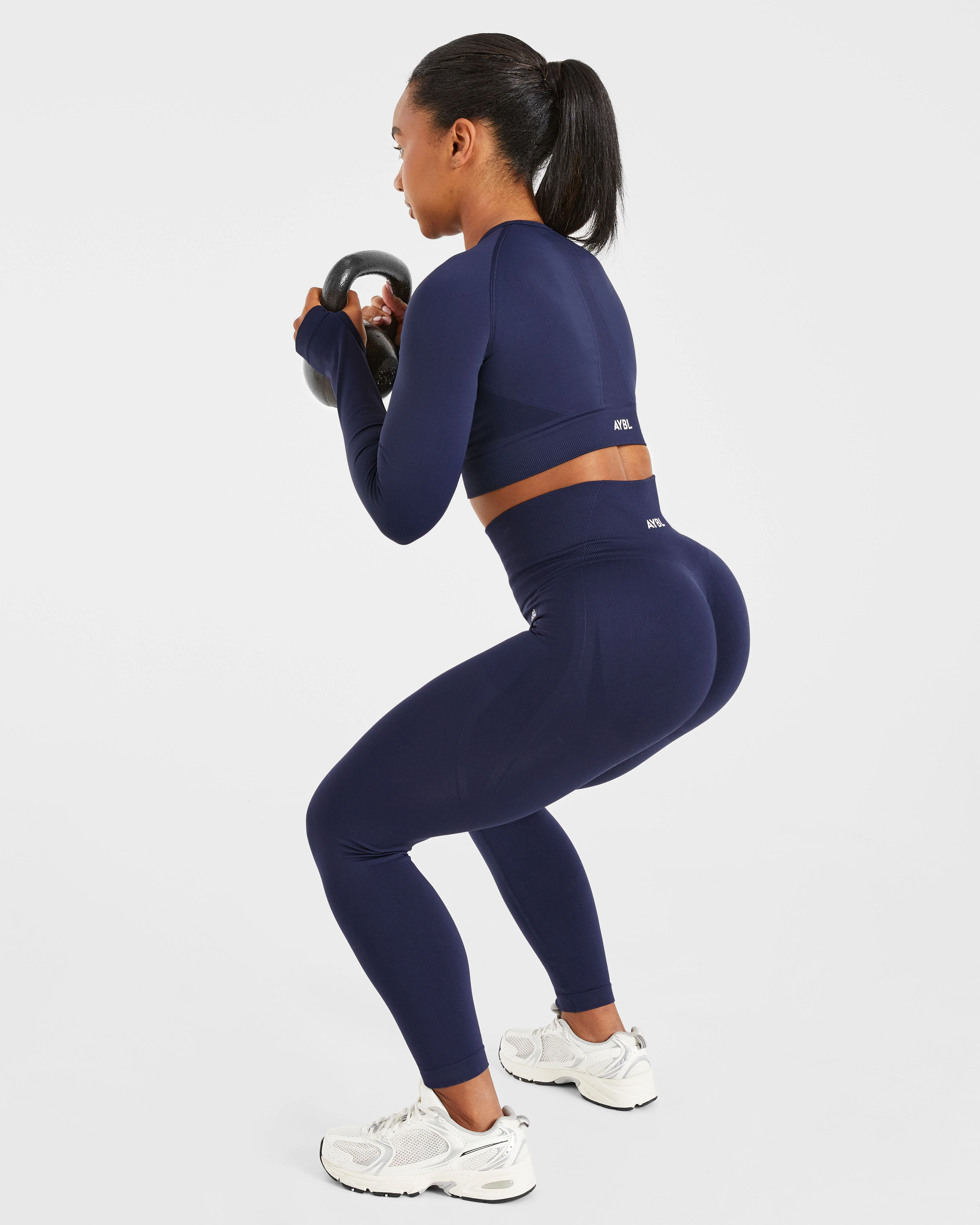 Empower Seamless Long Sleeve Crop Top - Navy - Image 7