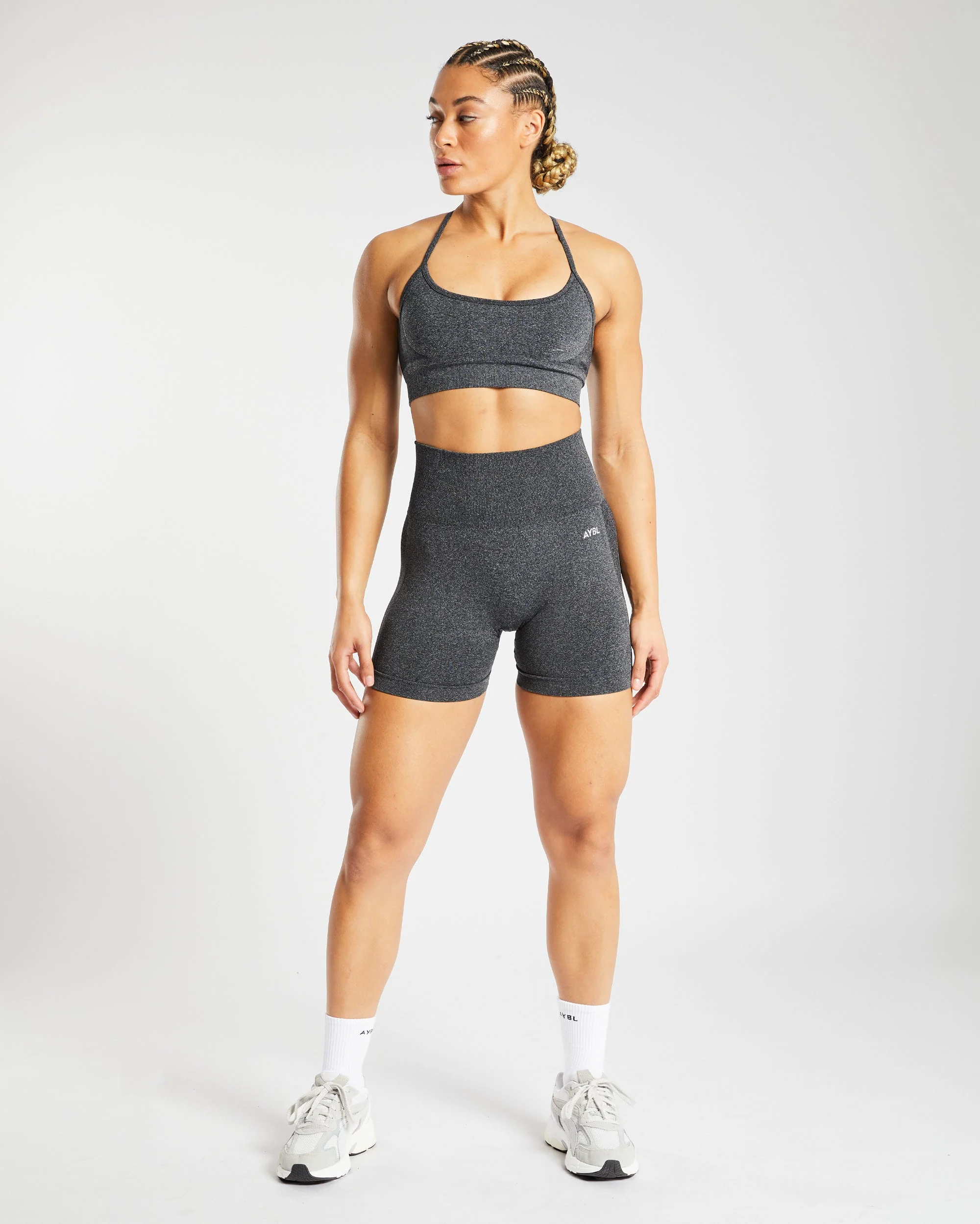 Empower Seamless Shorts - Black Marl - Image 3