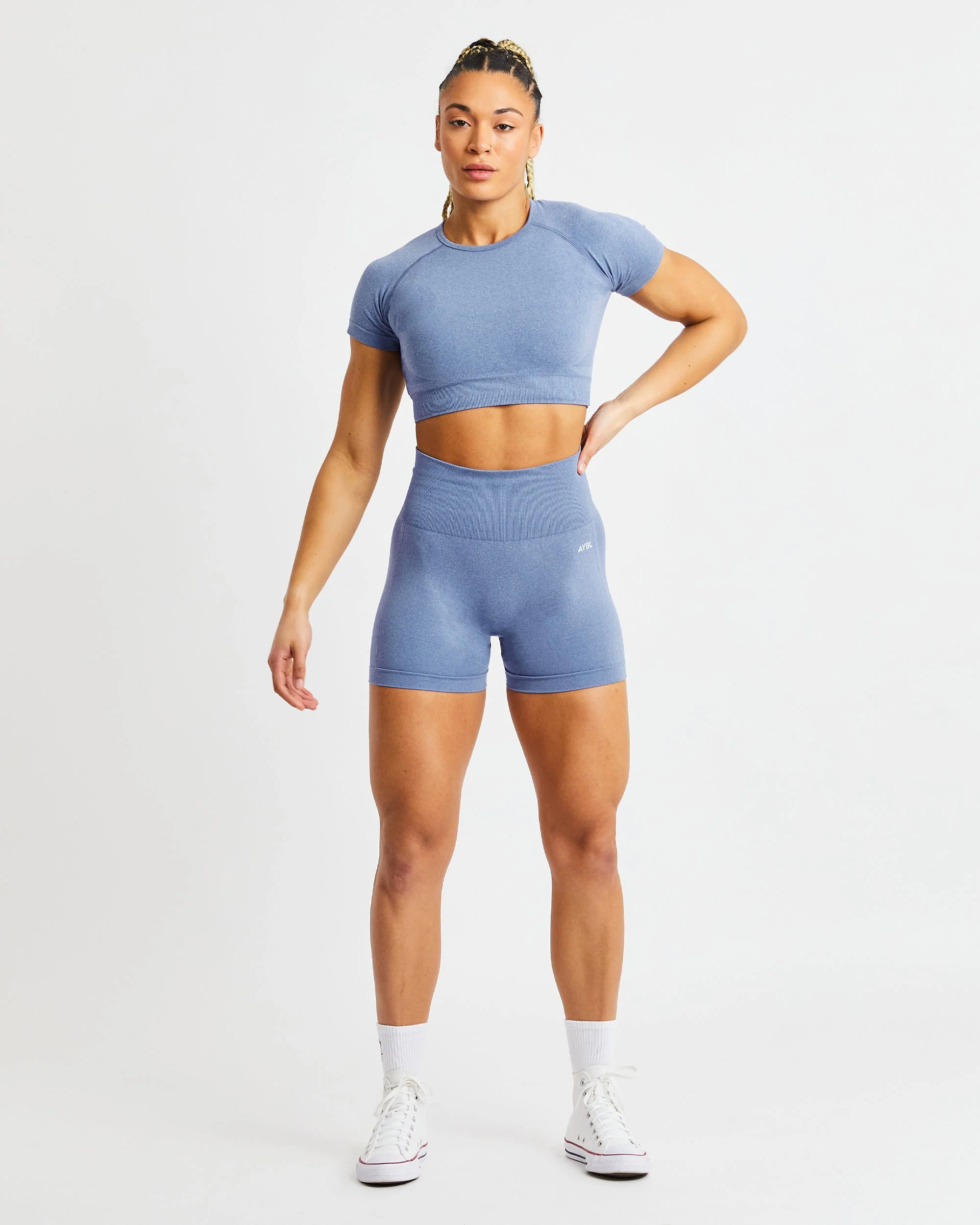 Empower Seamless Shorts - Blue Marl - Image 3