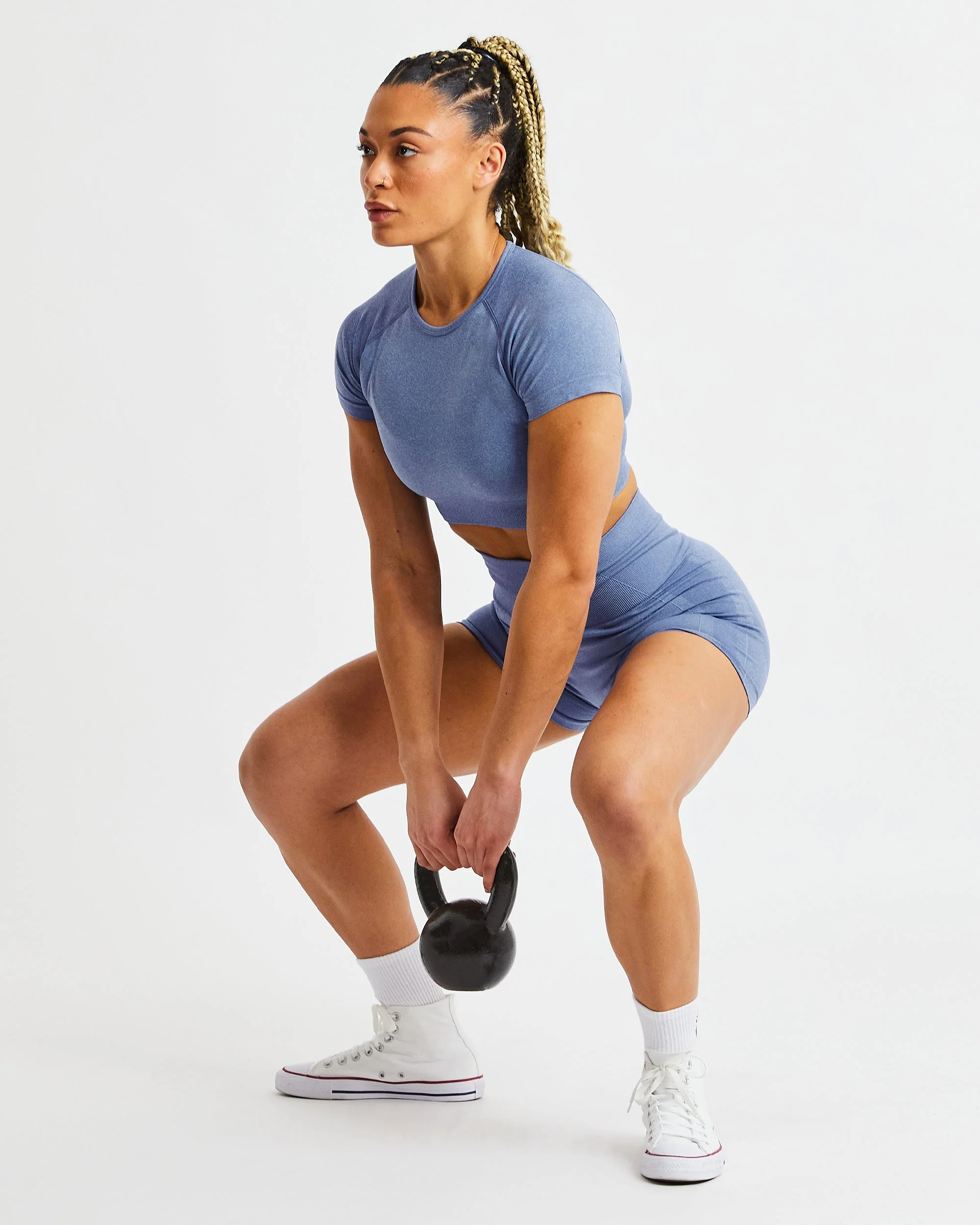 Empower Seamless Shorts - Blue Marl - Image 7