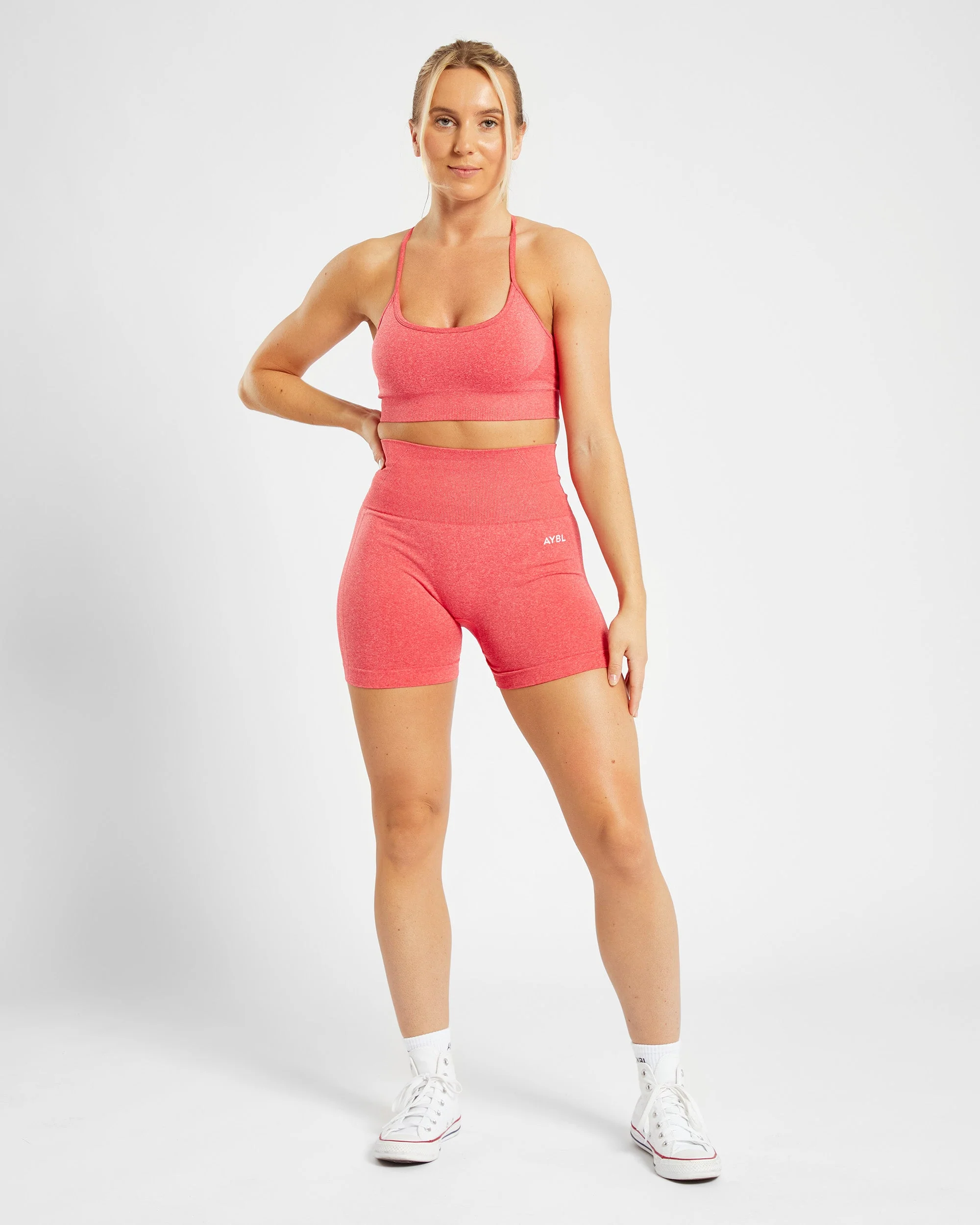 Empower Seamless Shorts - Coral Red Marl - Image 3