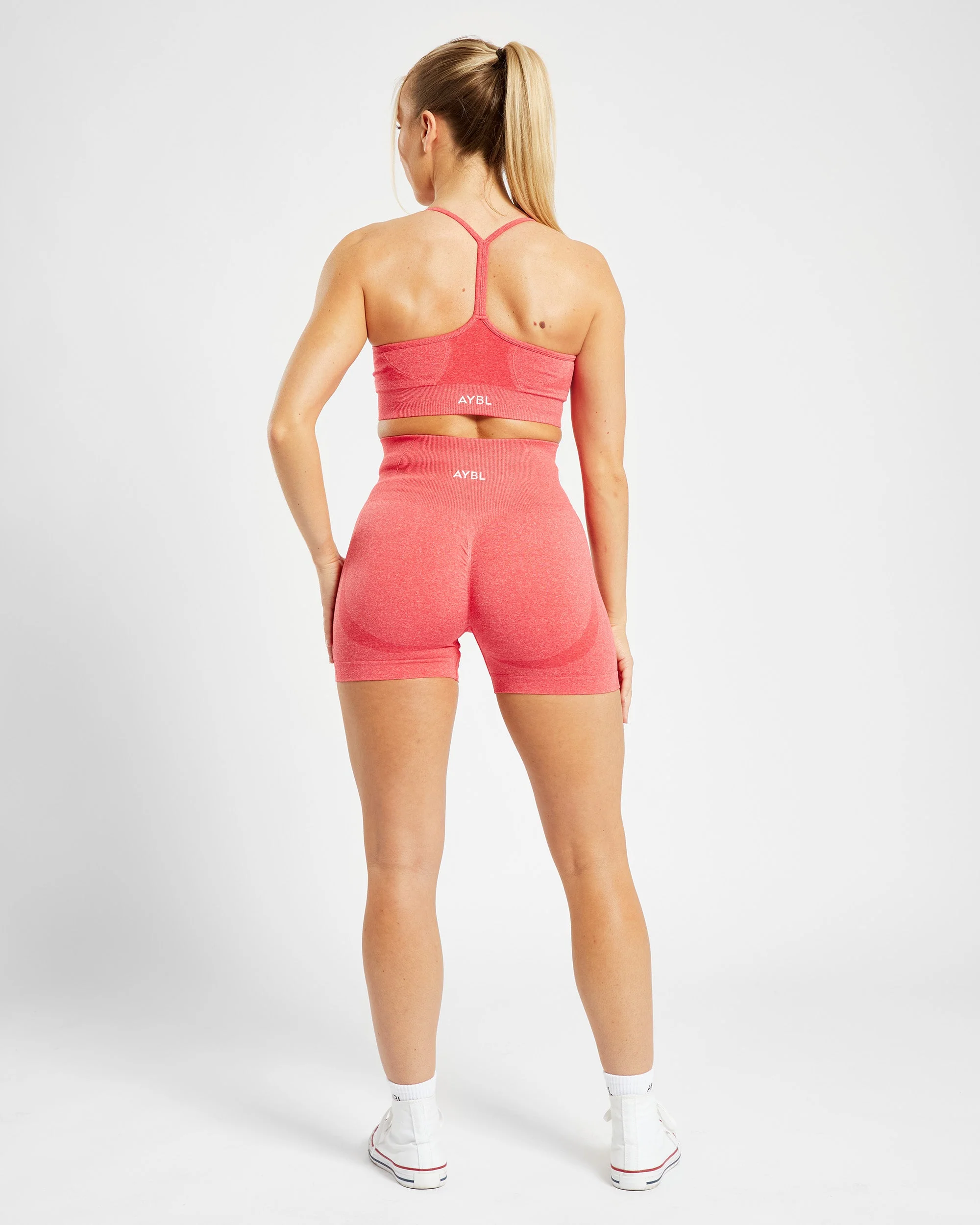 Empower Seamless Shorts - Coral Red Marl - Image 4