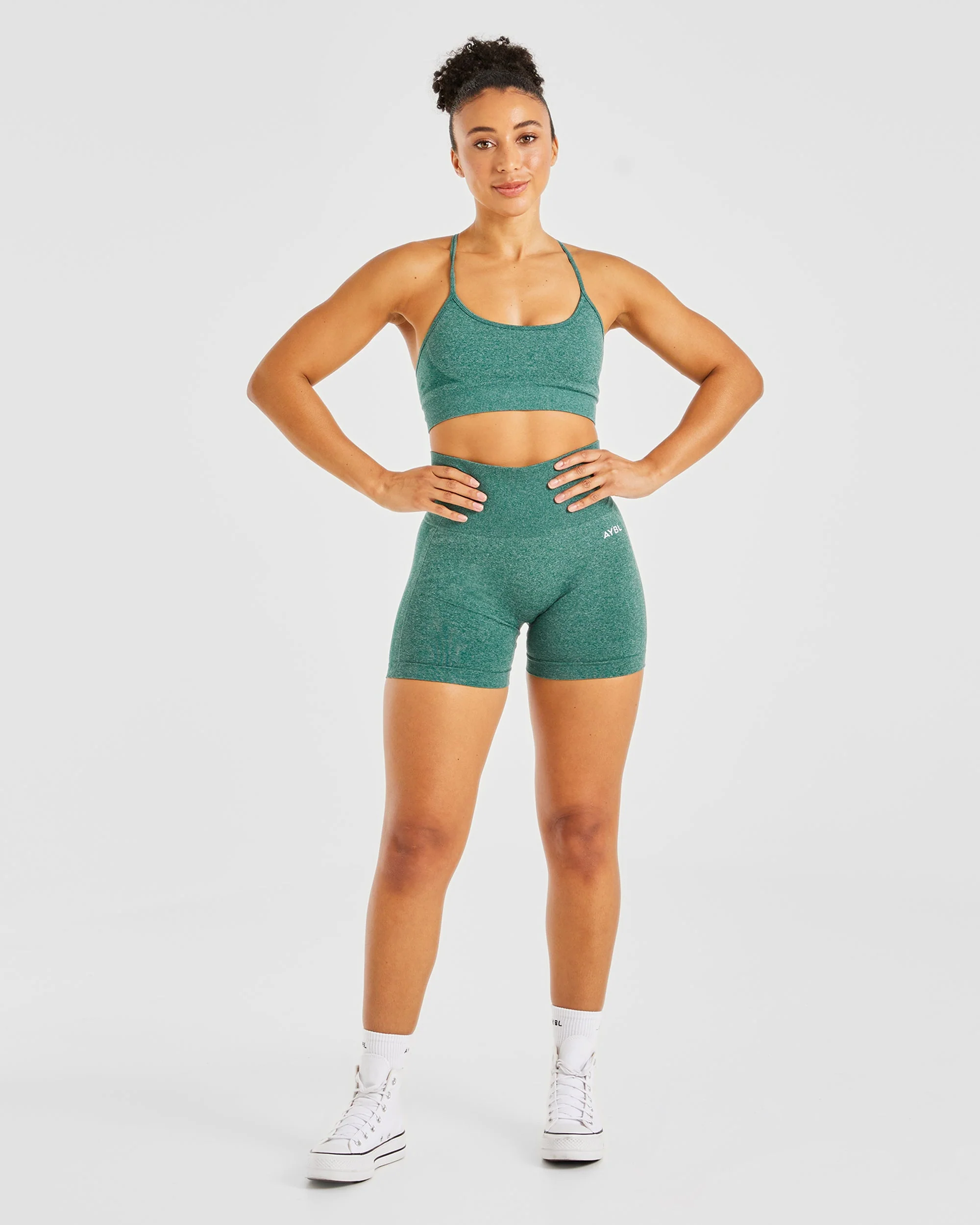 Empower Seamless Shorts - Forest Green Marl - Image 3