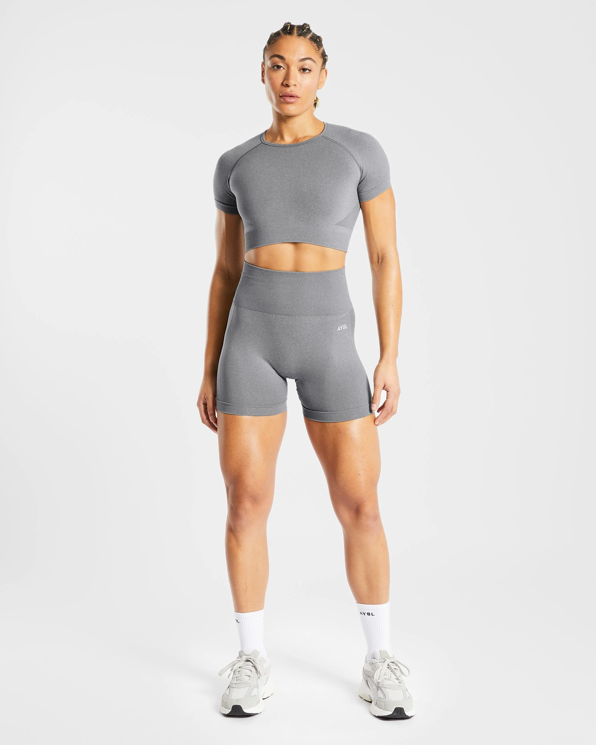 Empower Seamless Shorts - Grey Marl - Image 3