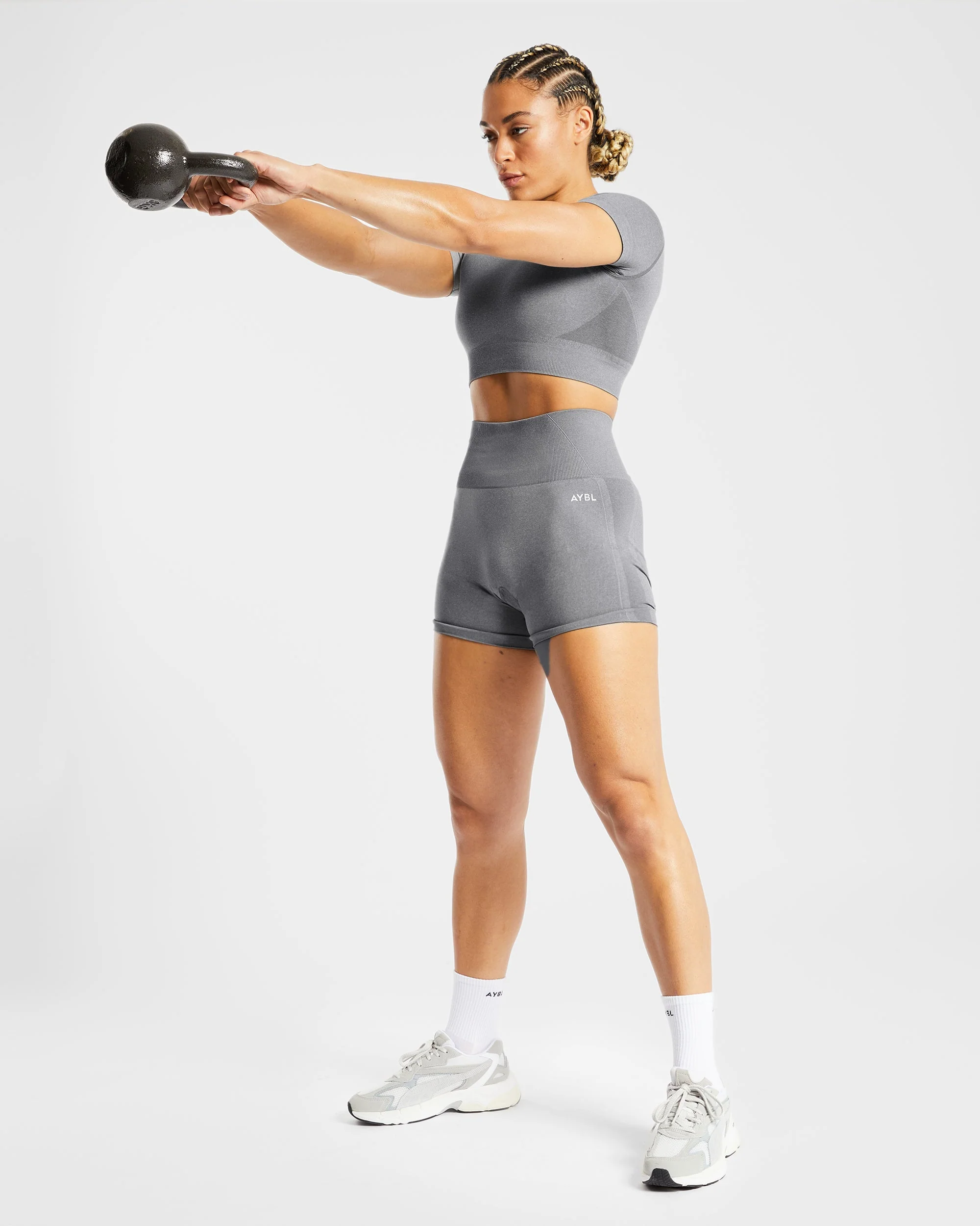 Empower Seamless Shorts - Grey Marl - Image 7