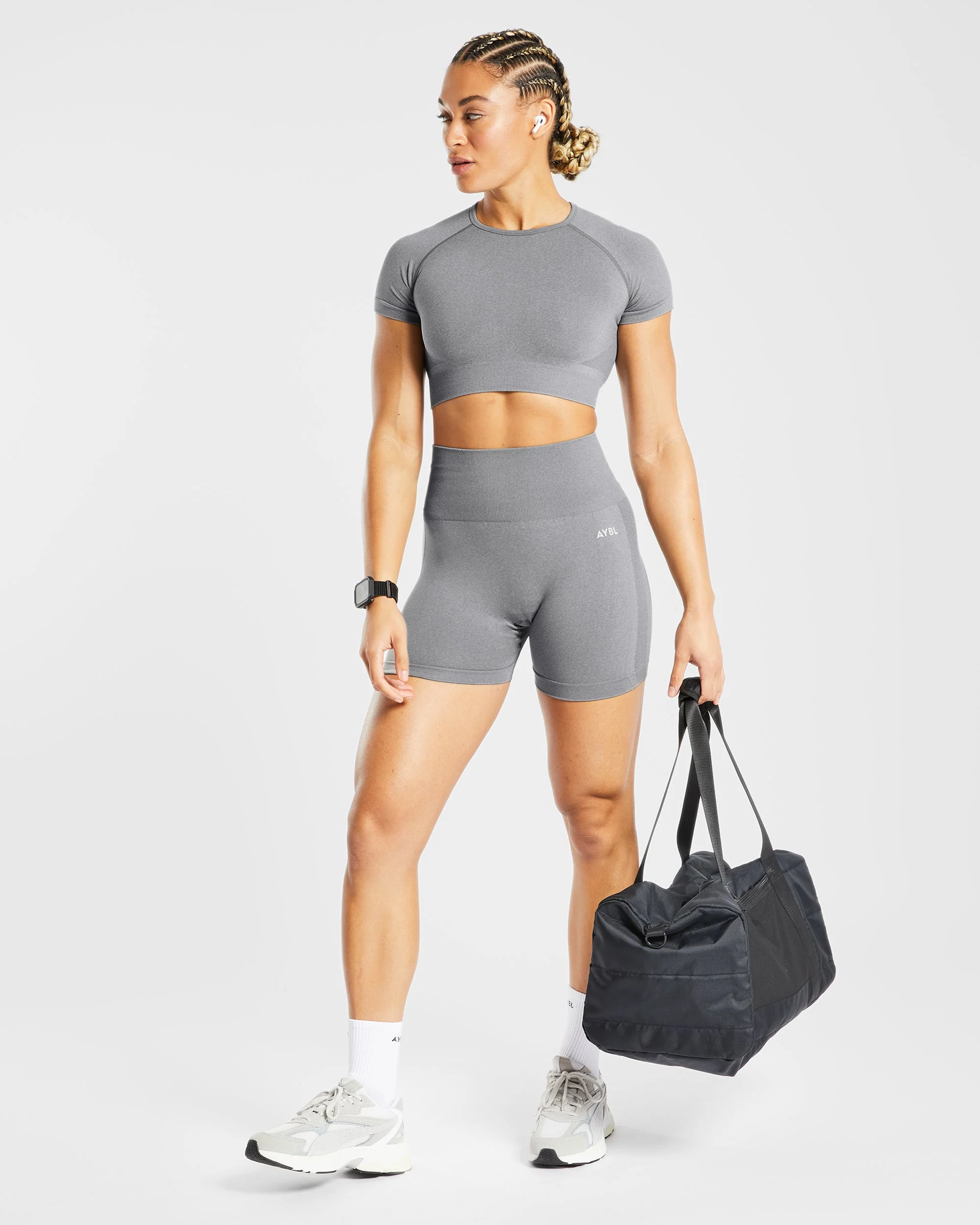 Empower Seamless Shorts - Grey Marl - Image 8