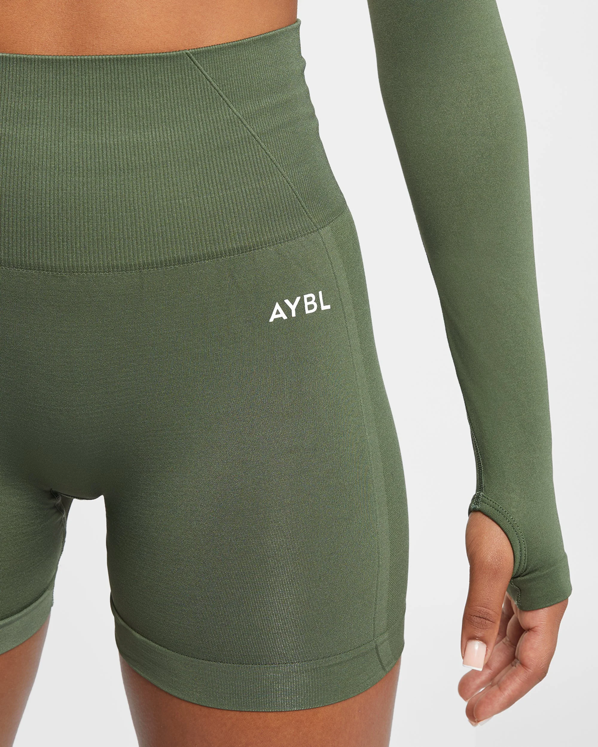 Empower Seamless Shorts - Khaki Green - Image 5