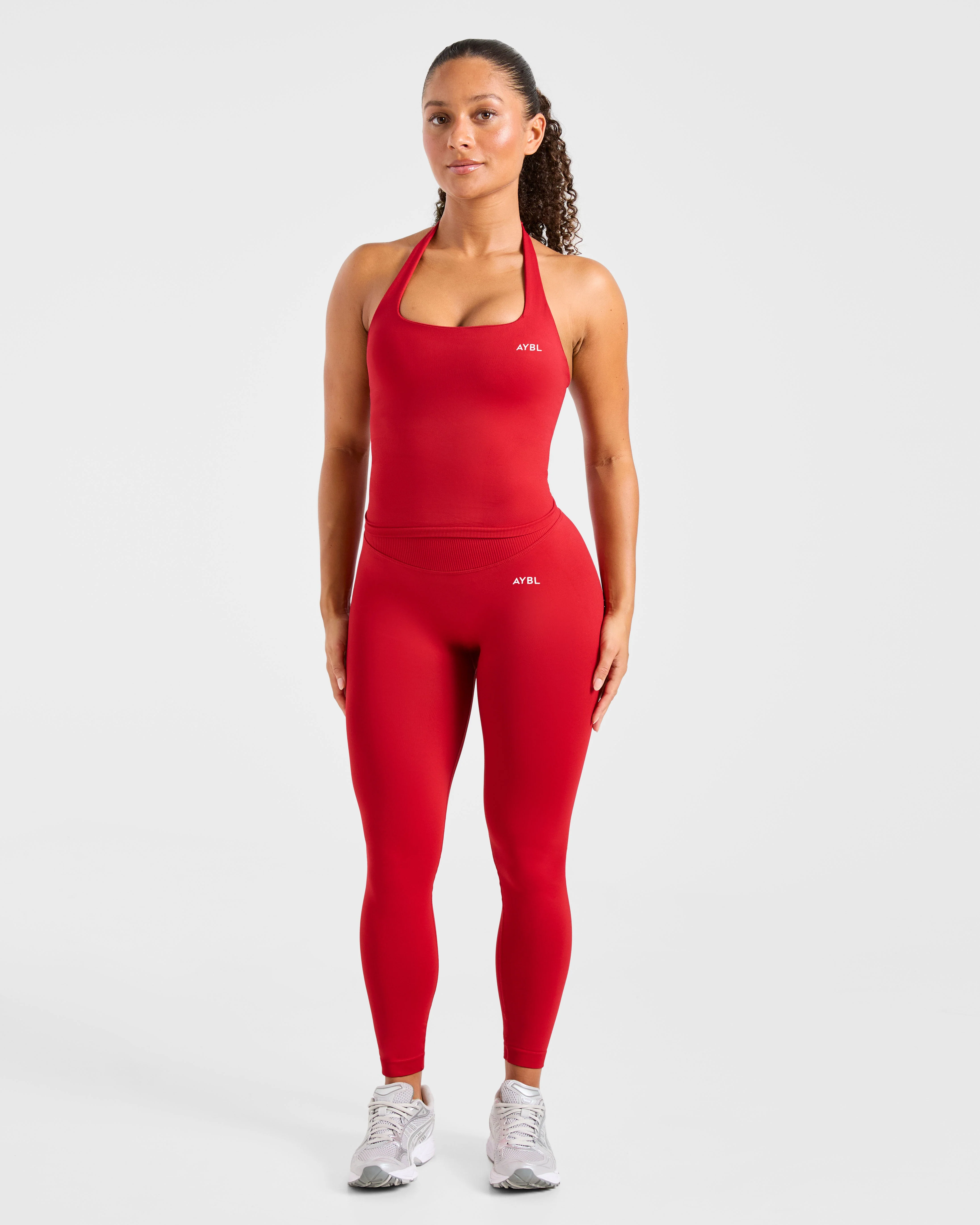 Enhance Seamless Halterneck Top - Red - Image 3
