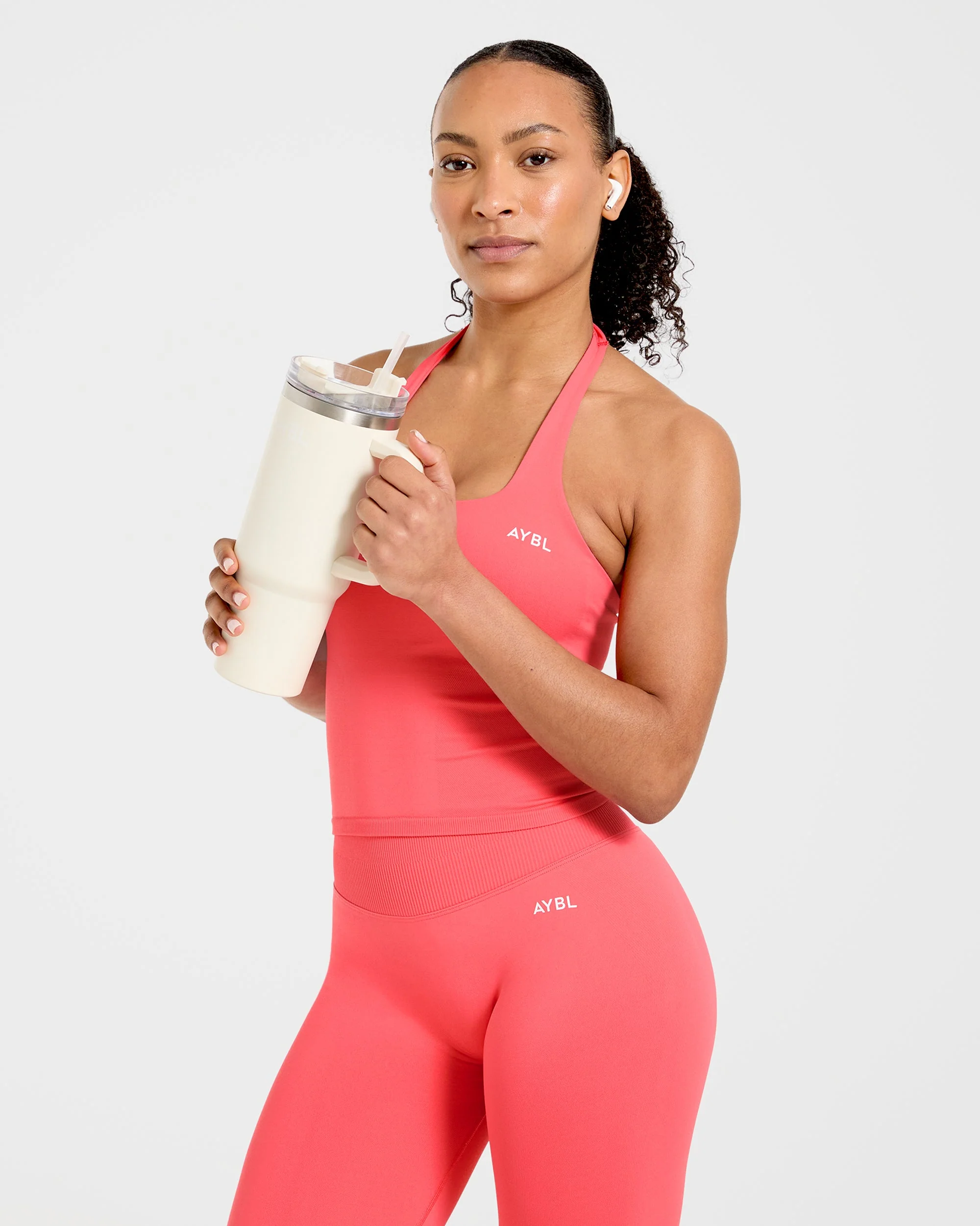 Enhance Seamless Halterneck Top - Summer Coral - Image 7
