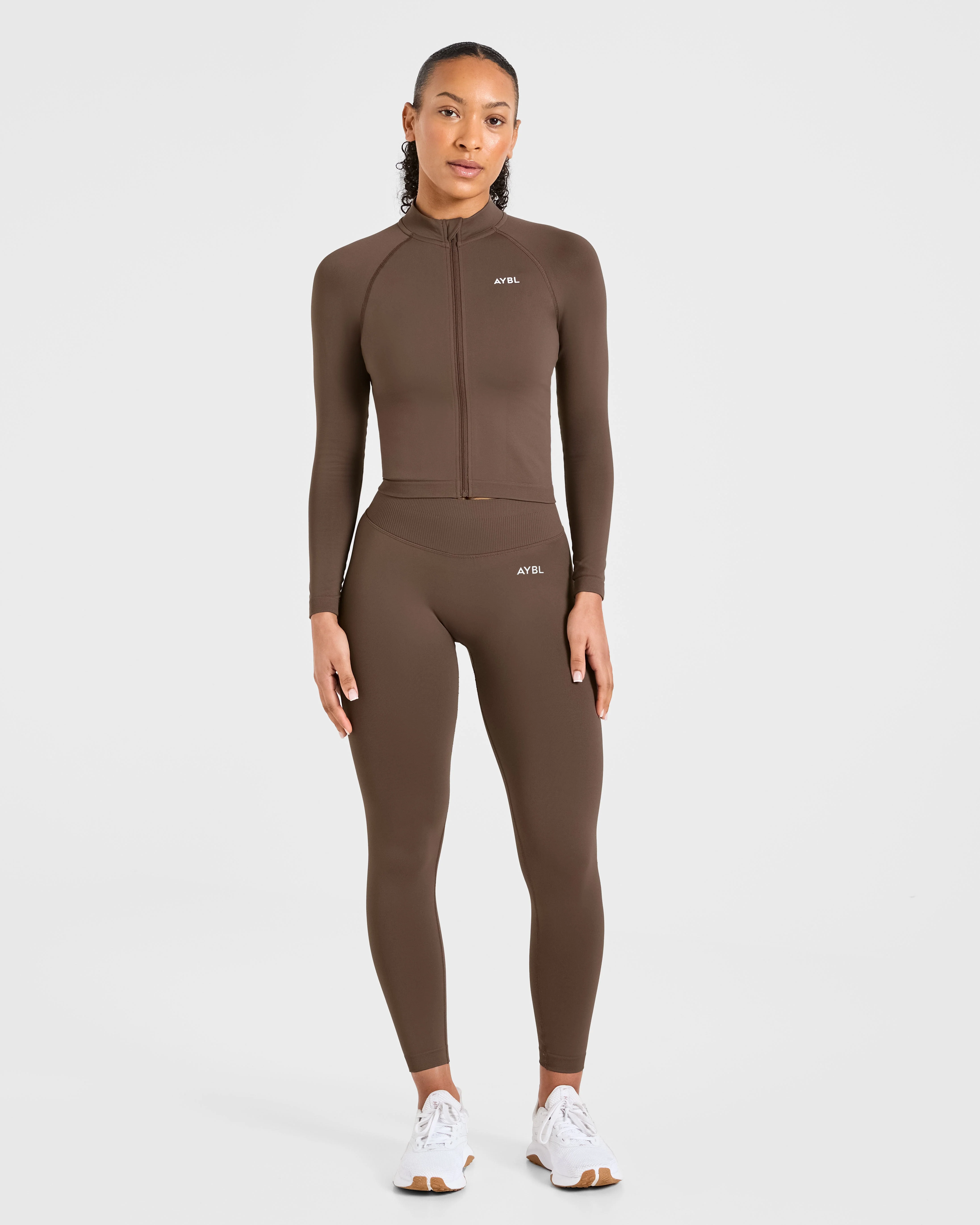 Enhance Seamless Jacket - Brown - Image 3