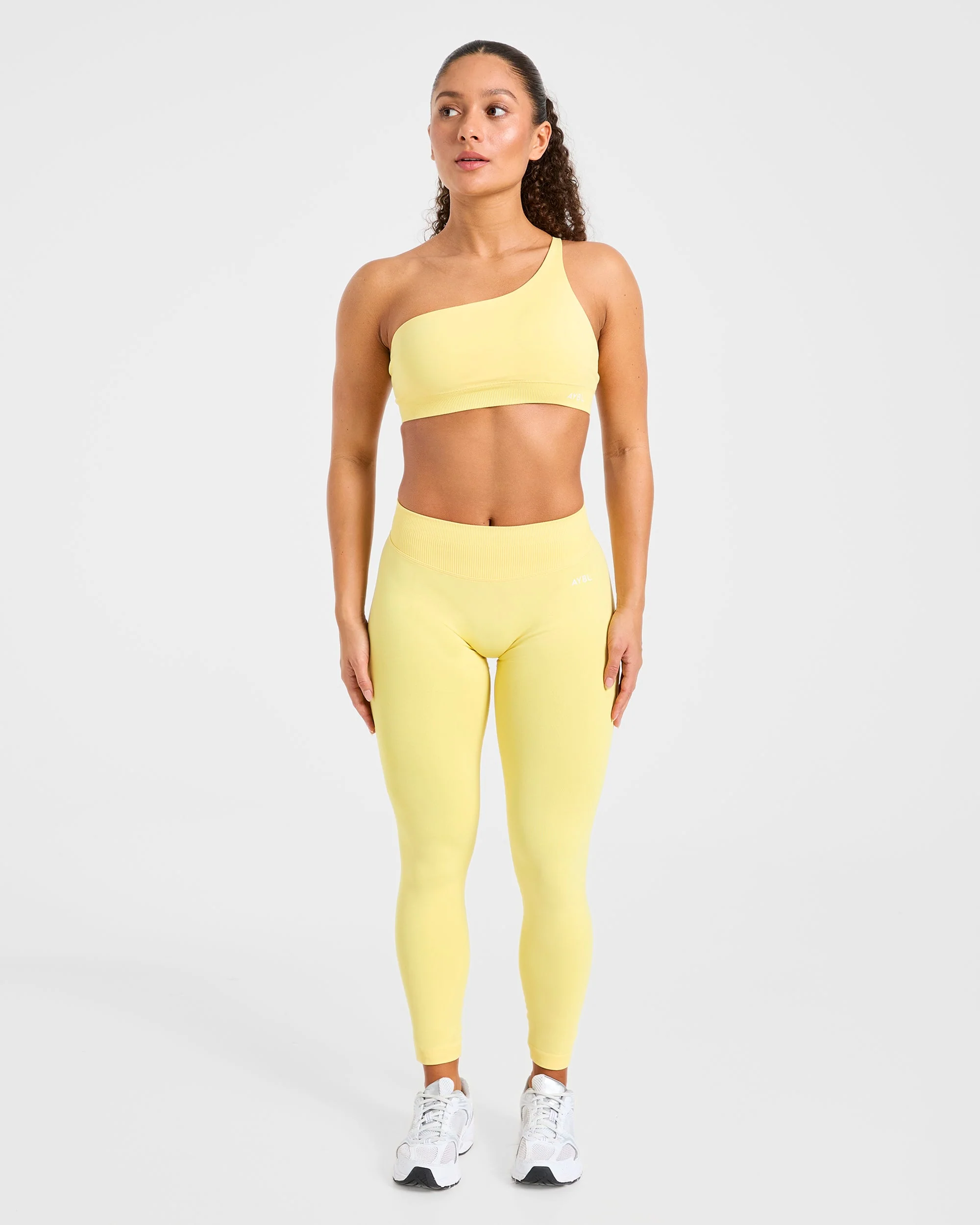 Enhance Seamless One Shoulder Sports Bra - Bright Yellow - Image 3