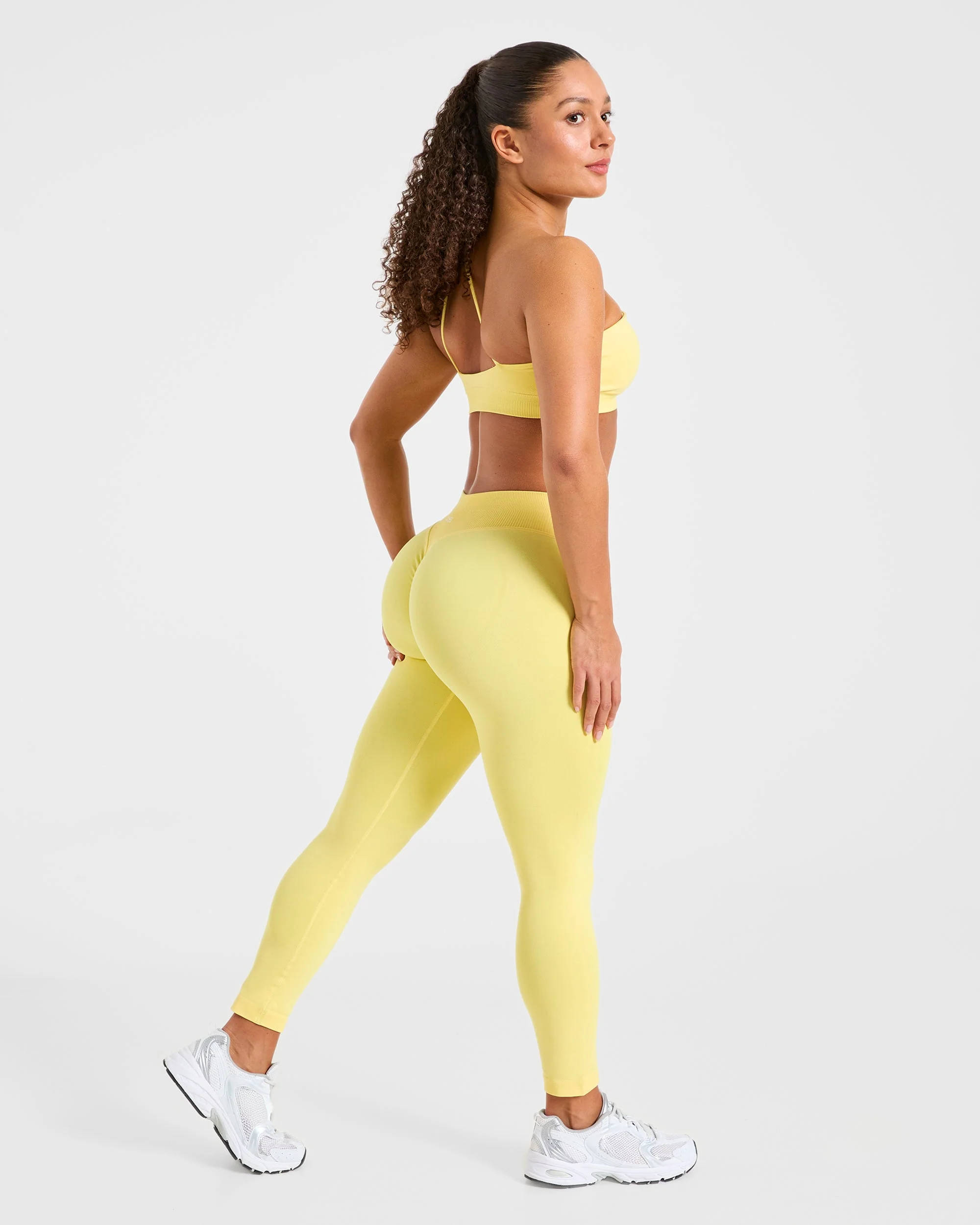 Enhance Seamless One Shoulder Sports Bra - Bright Yellow - Image 4