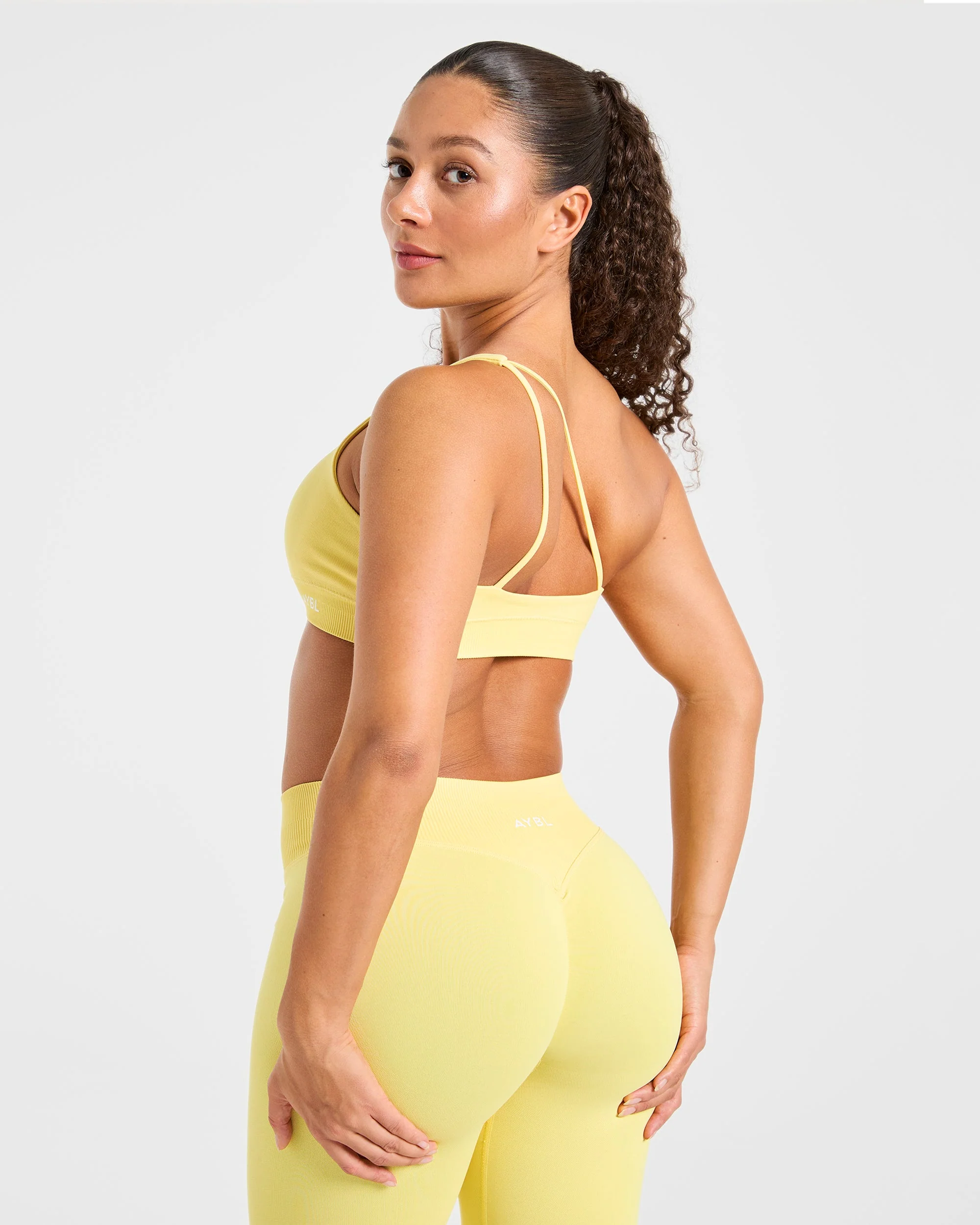 Enhance Seamless One Shoulder Sports Bra - Bright Yellow - Image 7