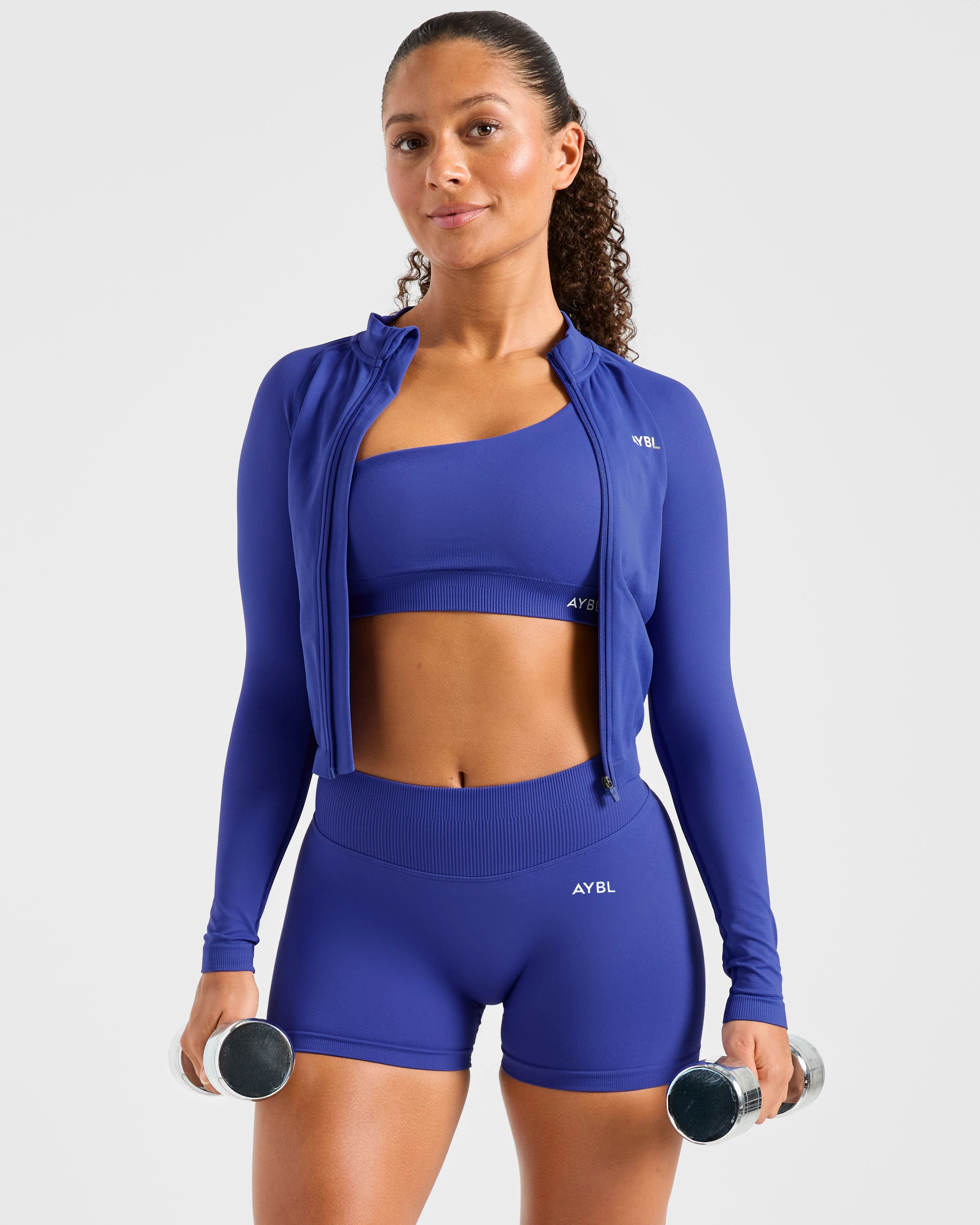 Enhance Seamless One Shoulder Sports Bra - Cobalt Blue - Image 8