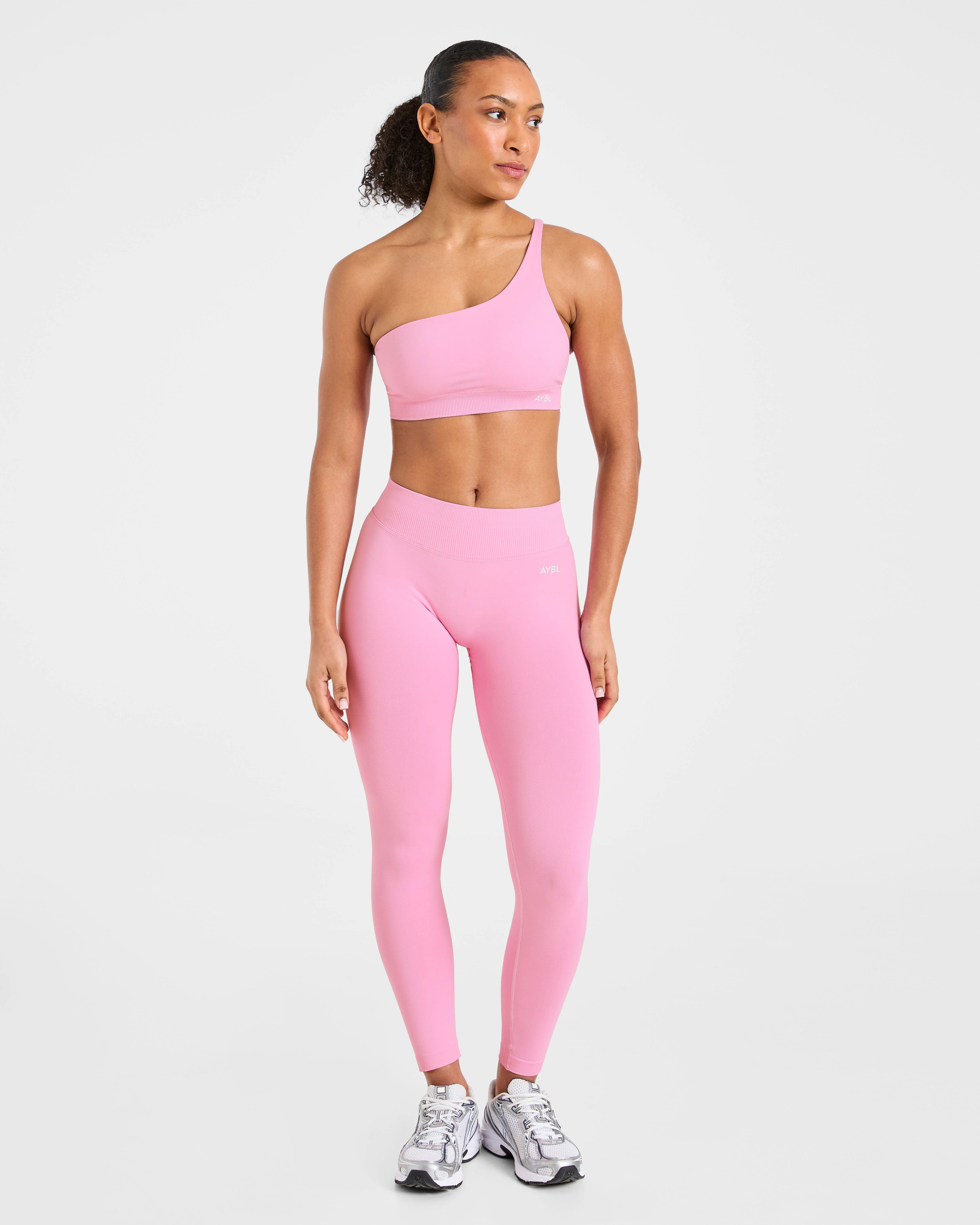 Enhance Seamless One Shoulder Sports Bra - Sugar Pink - Image 3