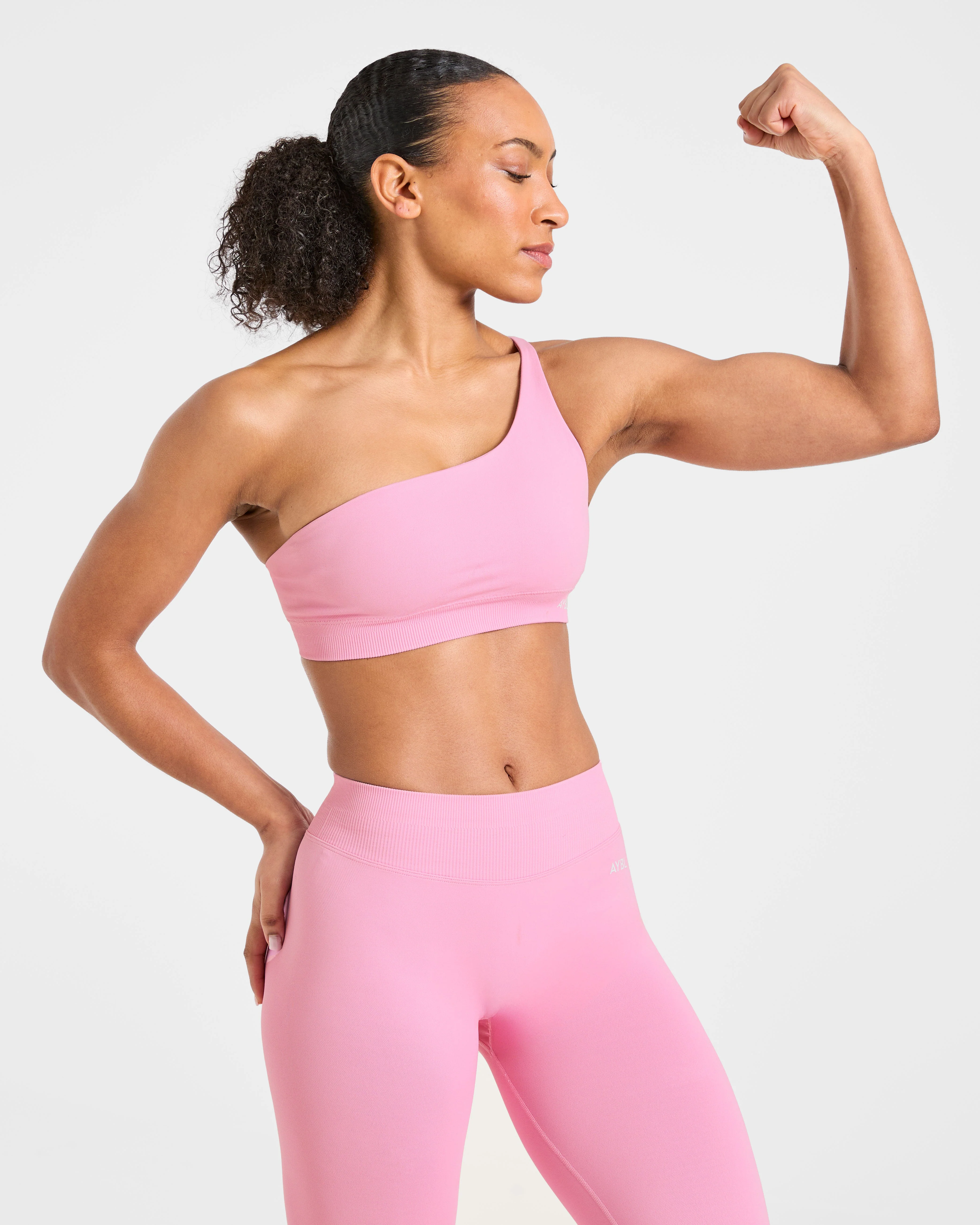 Enhance Seamless One Shoulder Sports Bra - Sugar Pink - Image 8