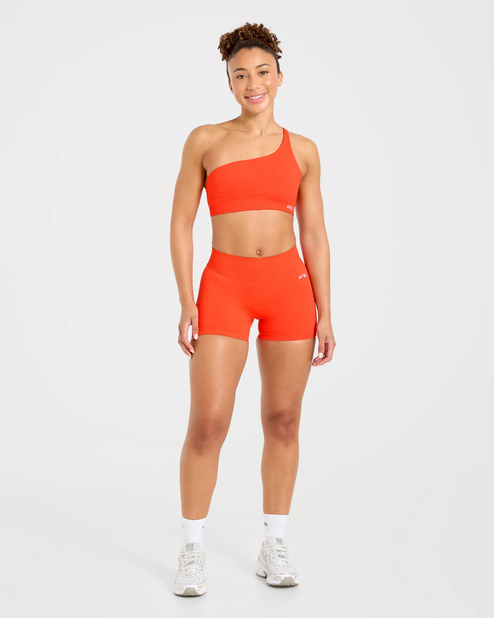 Enhance Seamless One Shoulder Sports Bra - Summer Orange - Image 4
