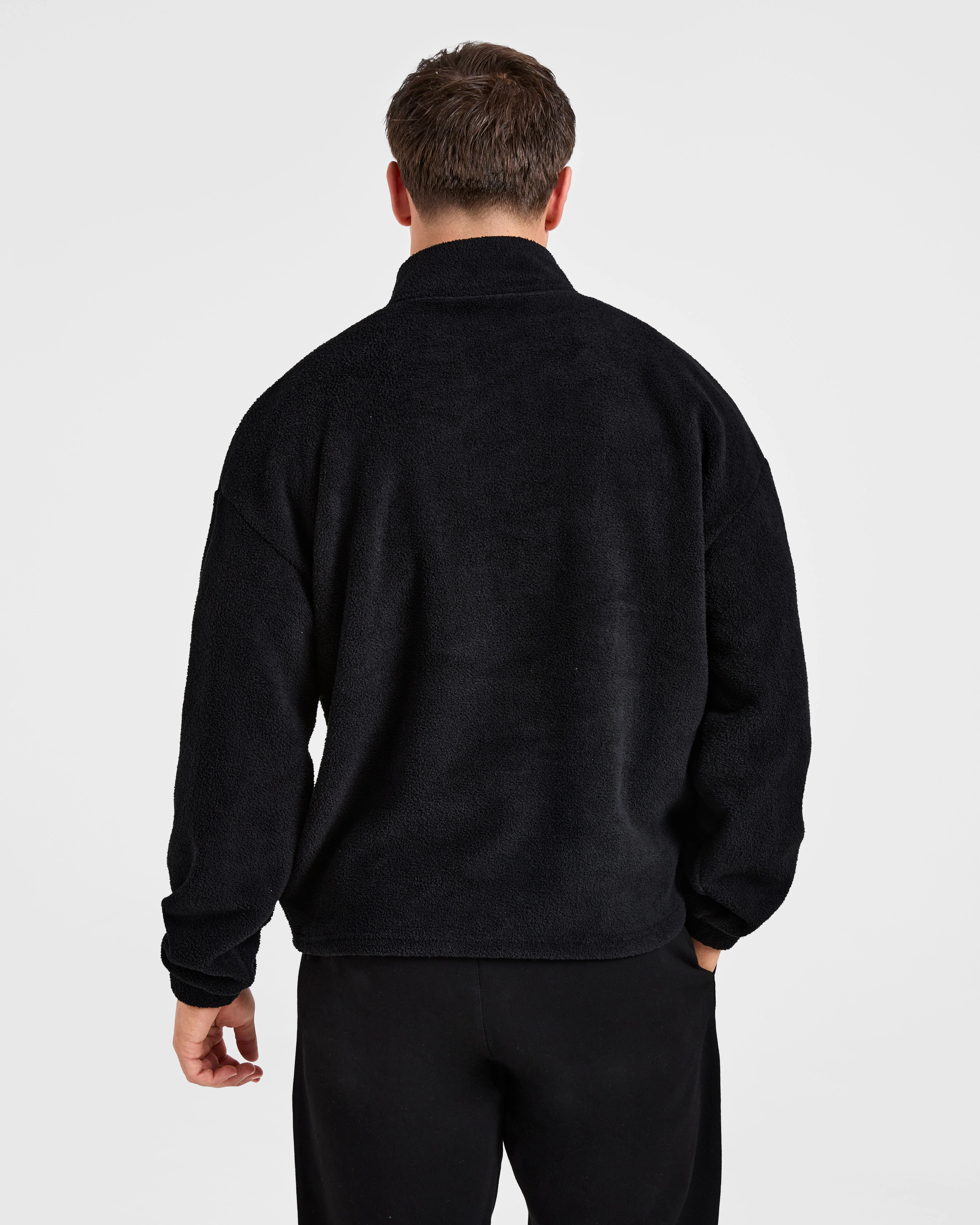 Essential 1/4 Zip Fleece - Black - Image 2