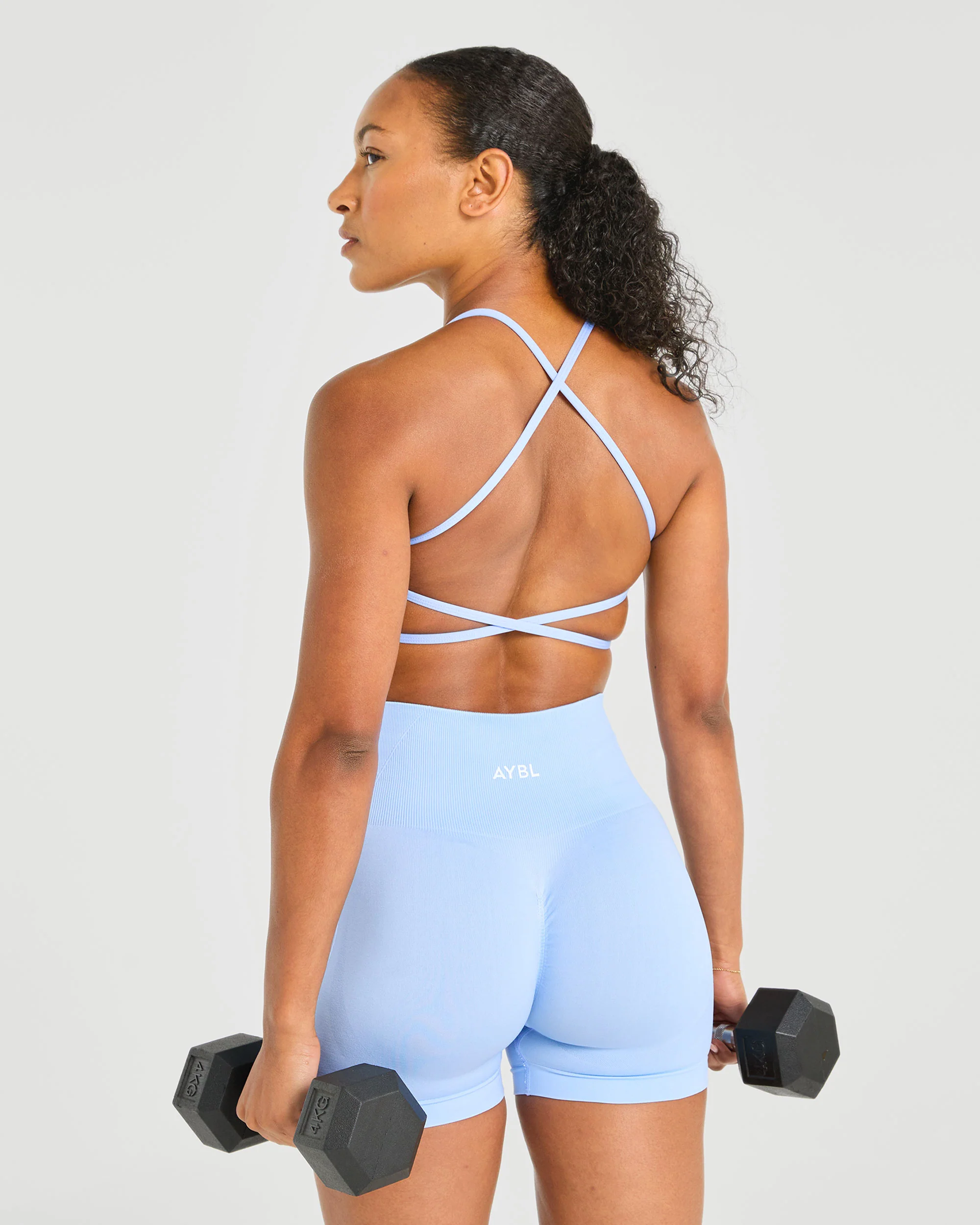 Essential Crossback Sports Bra - Baby Blue - Image 7