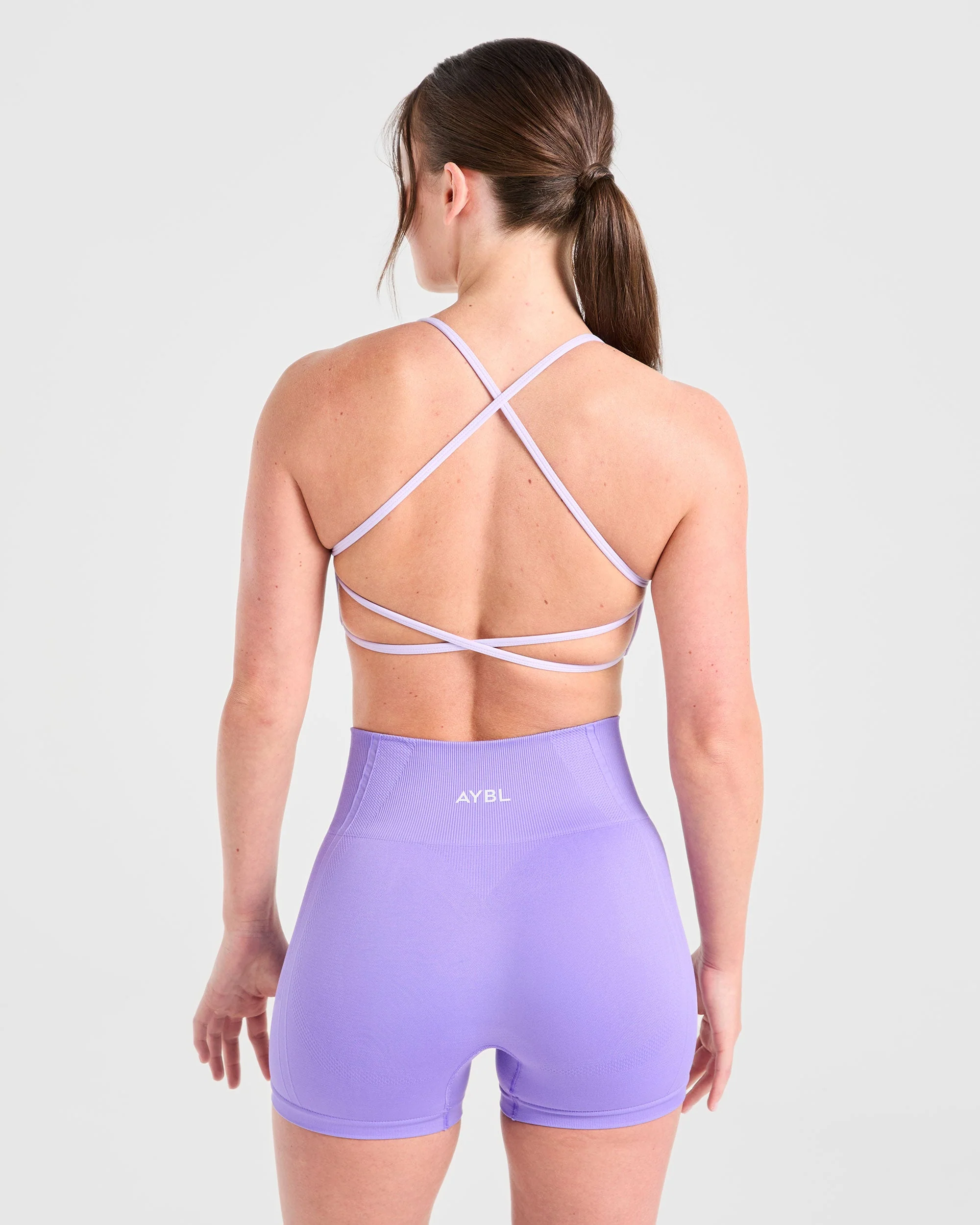 Essential Crossback Sports Bra - Pastel Purple - Image 2