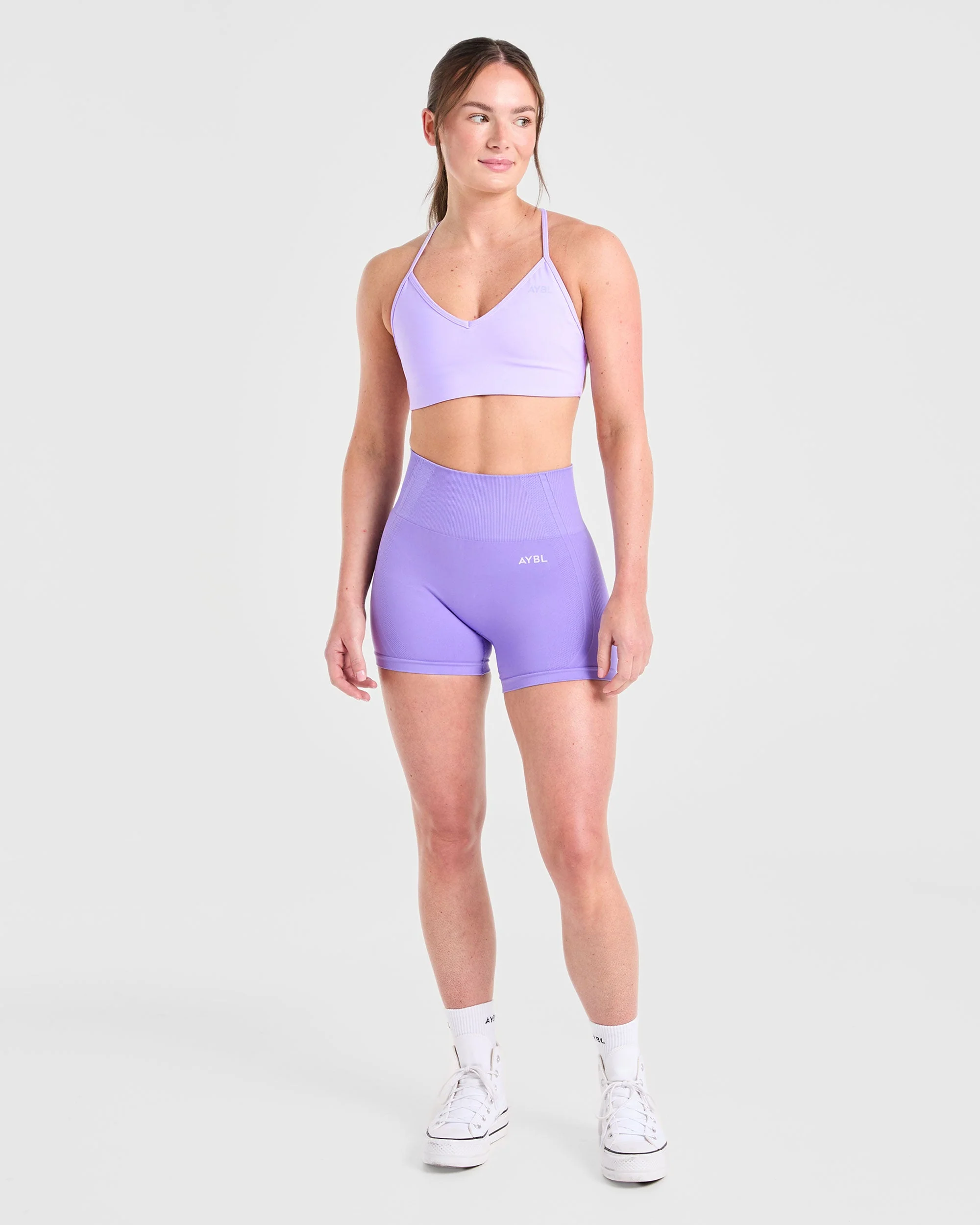 Essential Crossback Sports Bra - Pastel Purple - Image 3