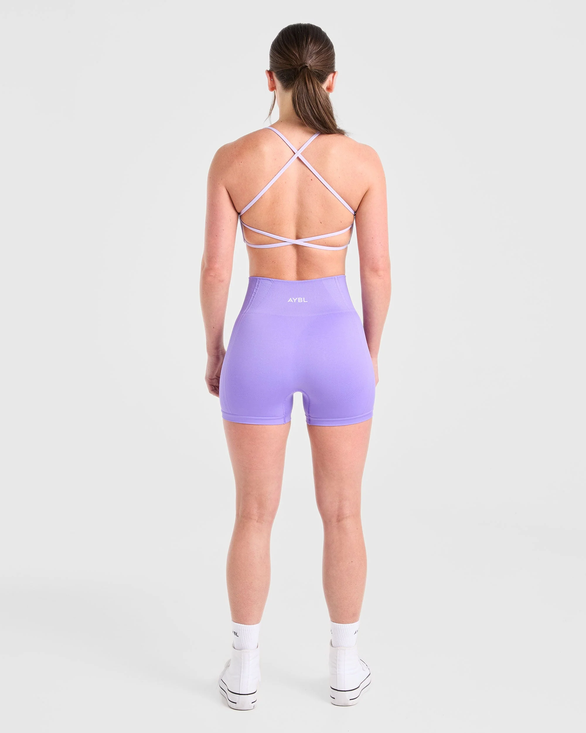 Essential Crossback Sports Bra - Pastel Purple - Image 4