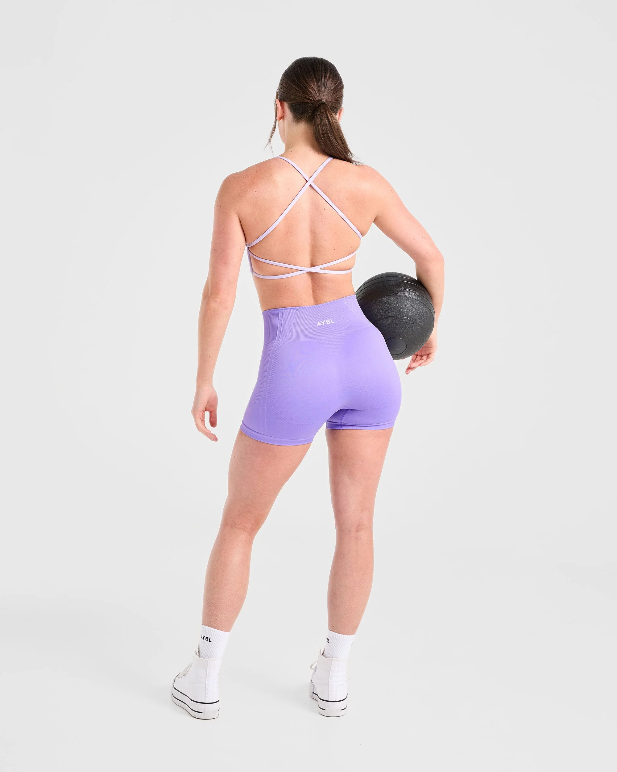 Essential Crossback Sports Bra - Pastel Purple - Image 7