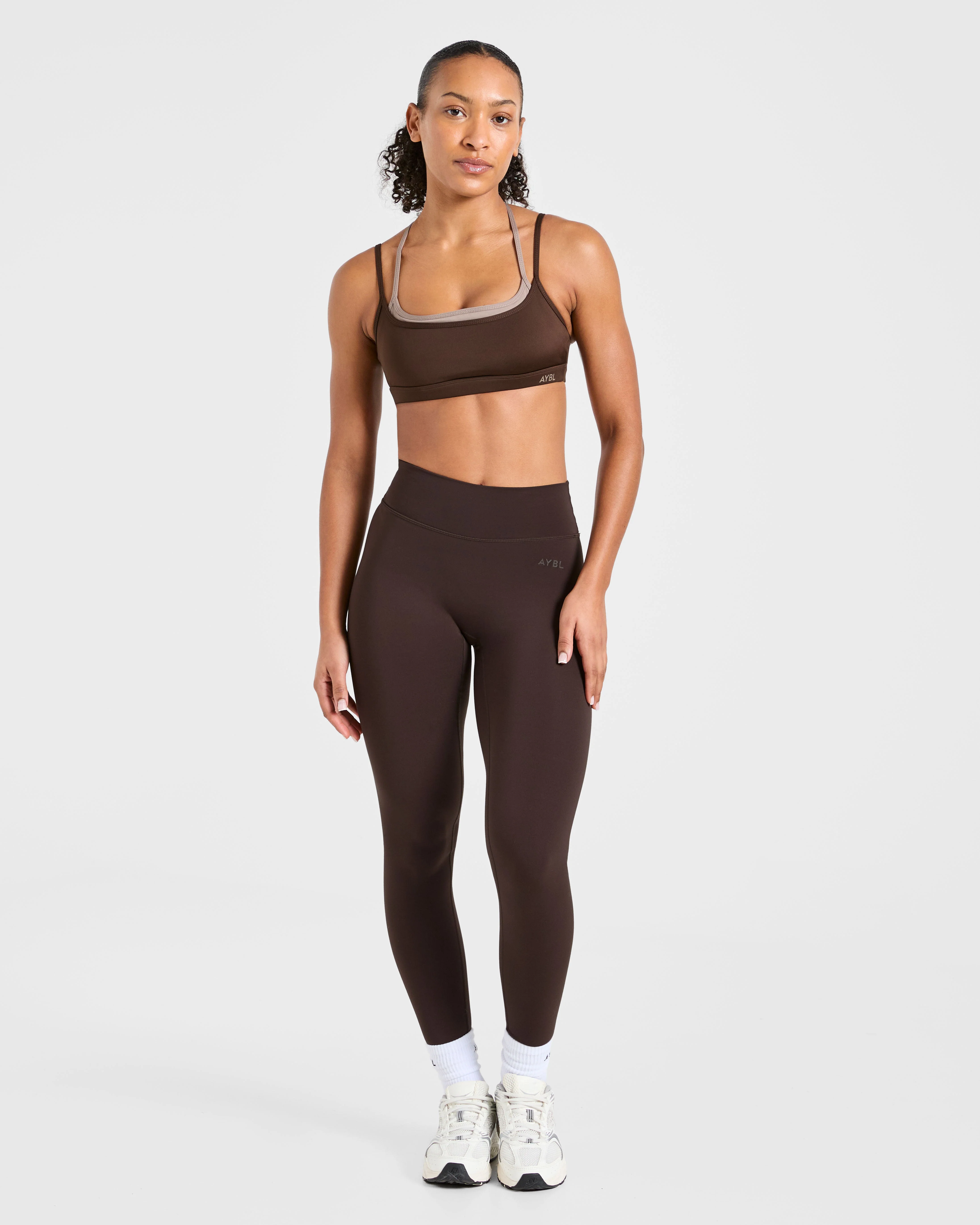 Essential Double Layer Sports Bra - Brown - Image 3