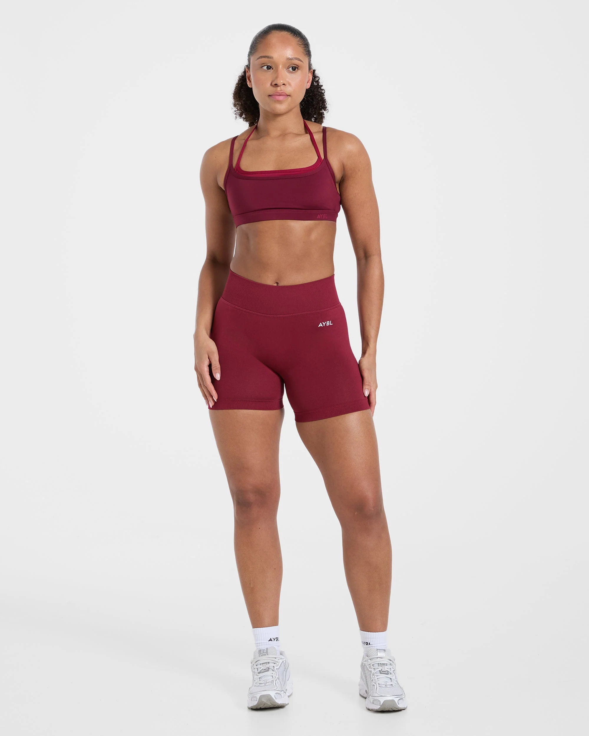 Essential Double Layer Sports Bra - Burgundy - Image 3