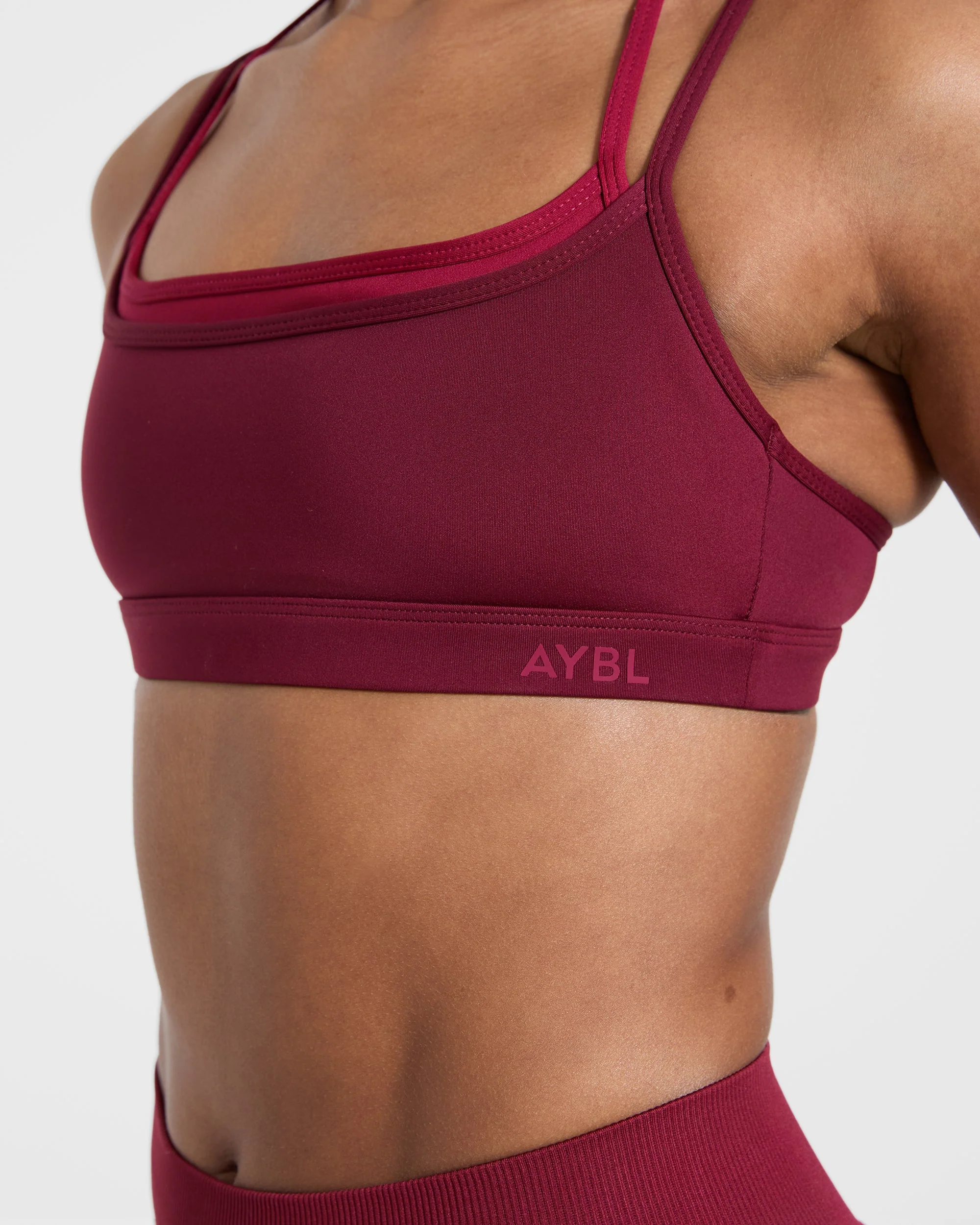 Essential Double Layer Sports Bra - Burgundy - Image 5