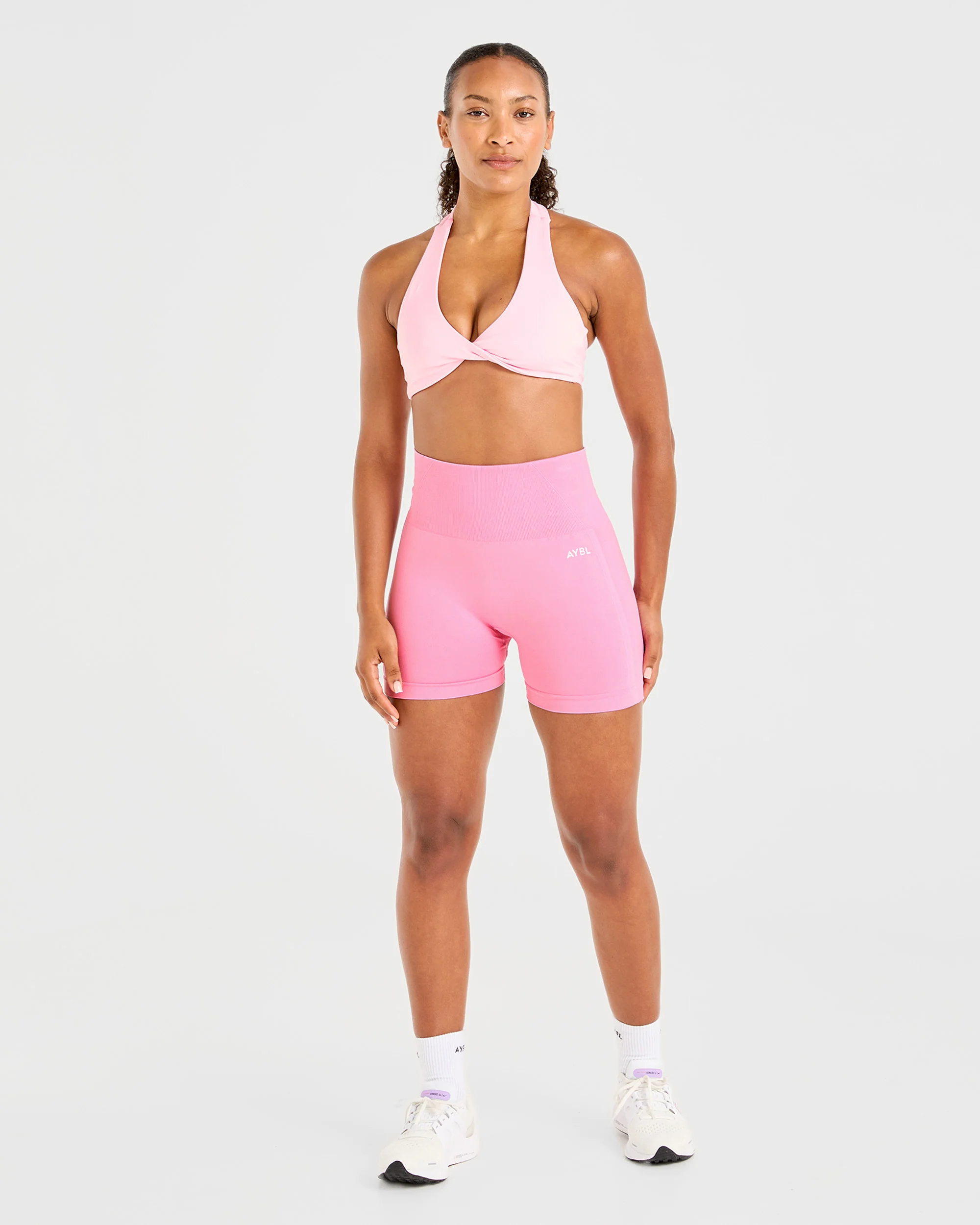 Essential Halterneck Sports Bra - Baby Pink - Image 11