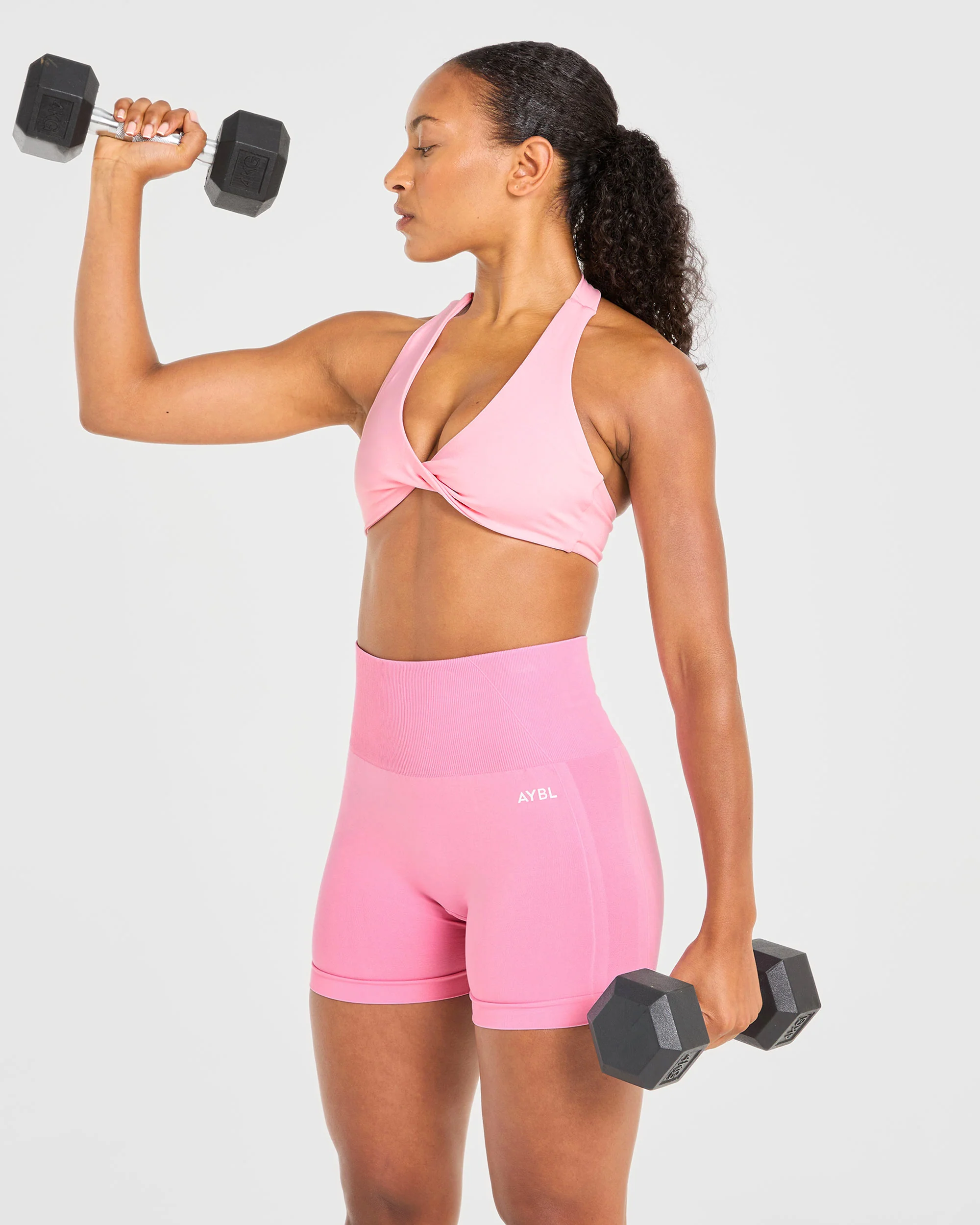Essential Halterneck Sports Bra - Baby Pink - Image 15