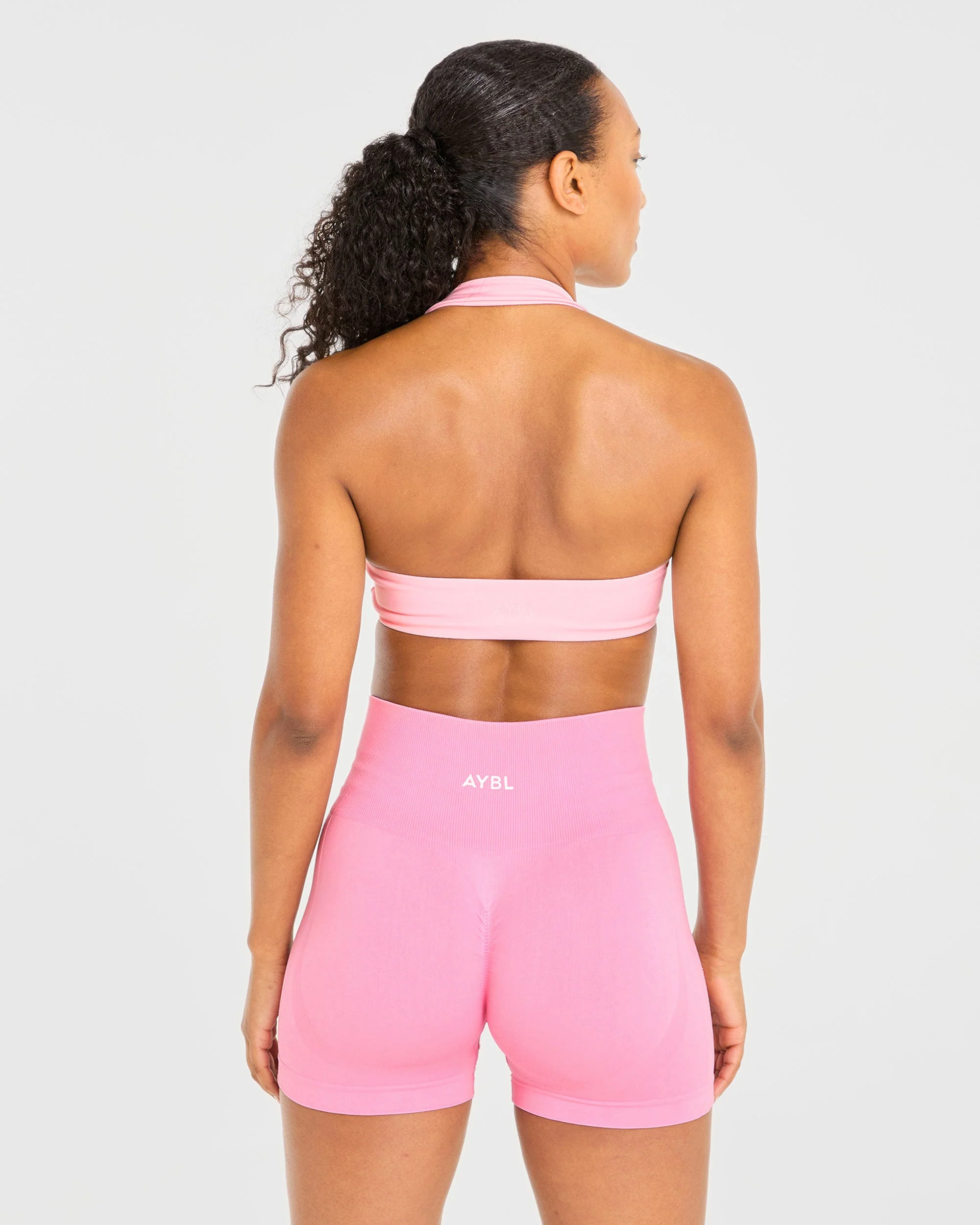 Essential Halterneck Sports Bra - Baby Pink - Image 2