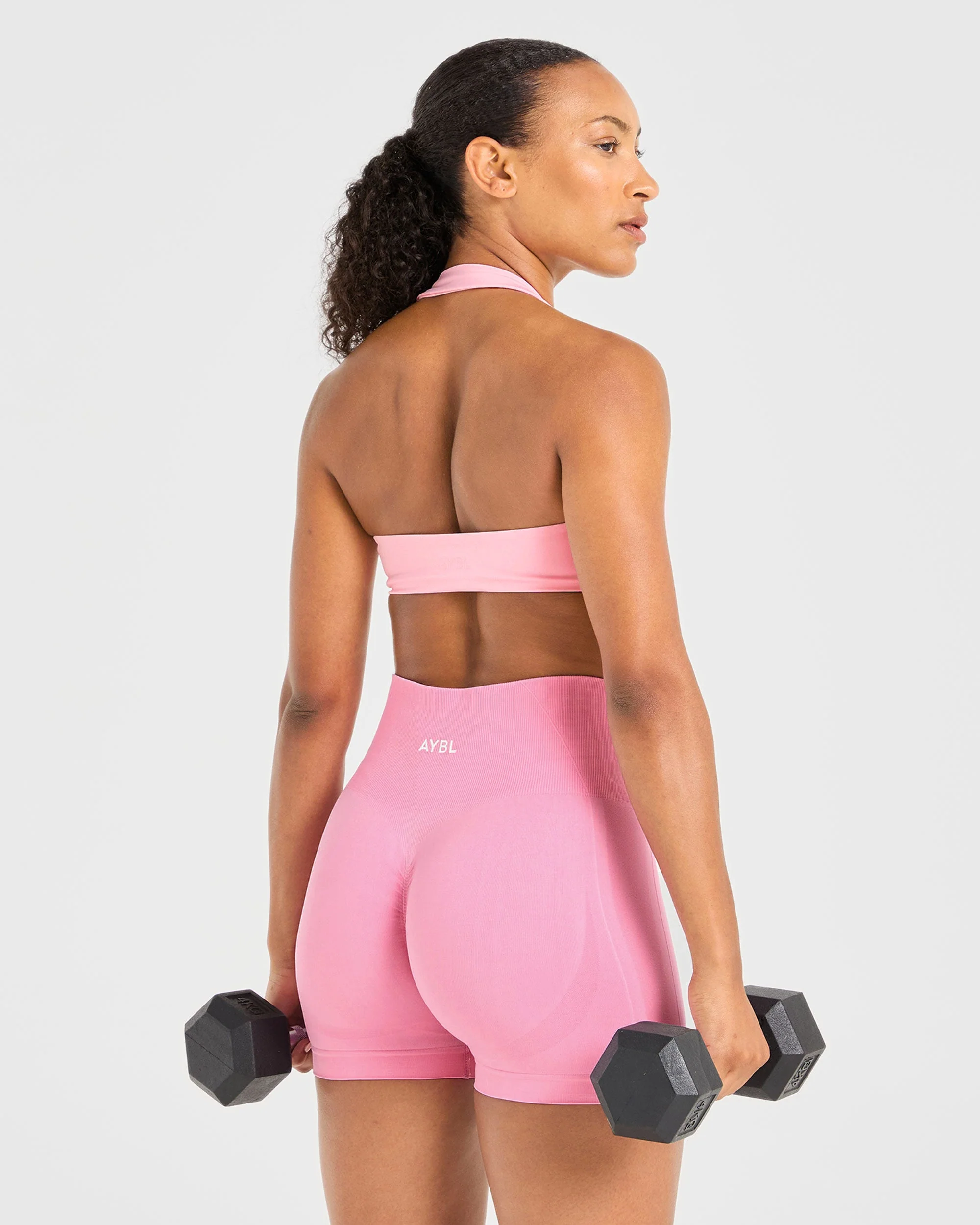Essential Halterneck Sports Bra - Baby Pink - Image 8