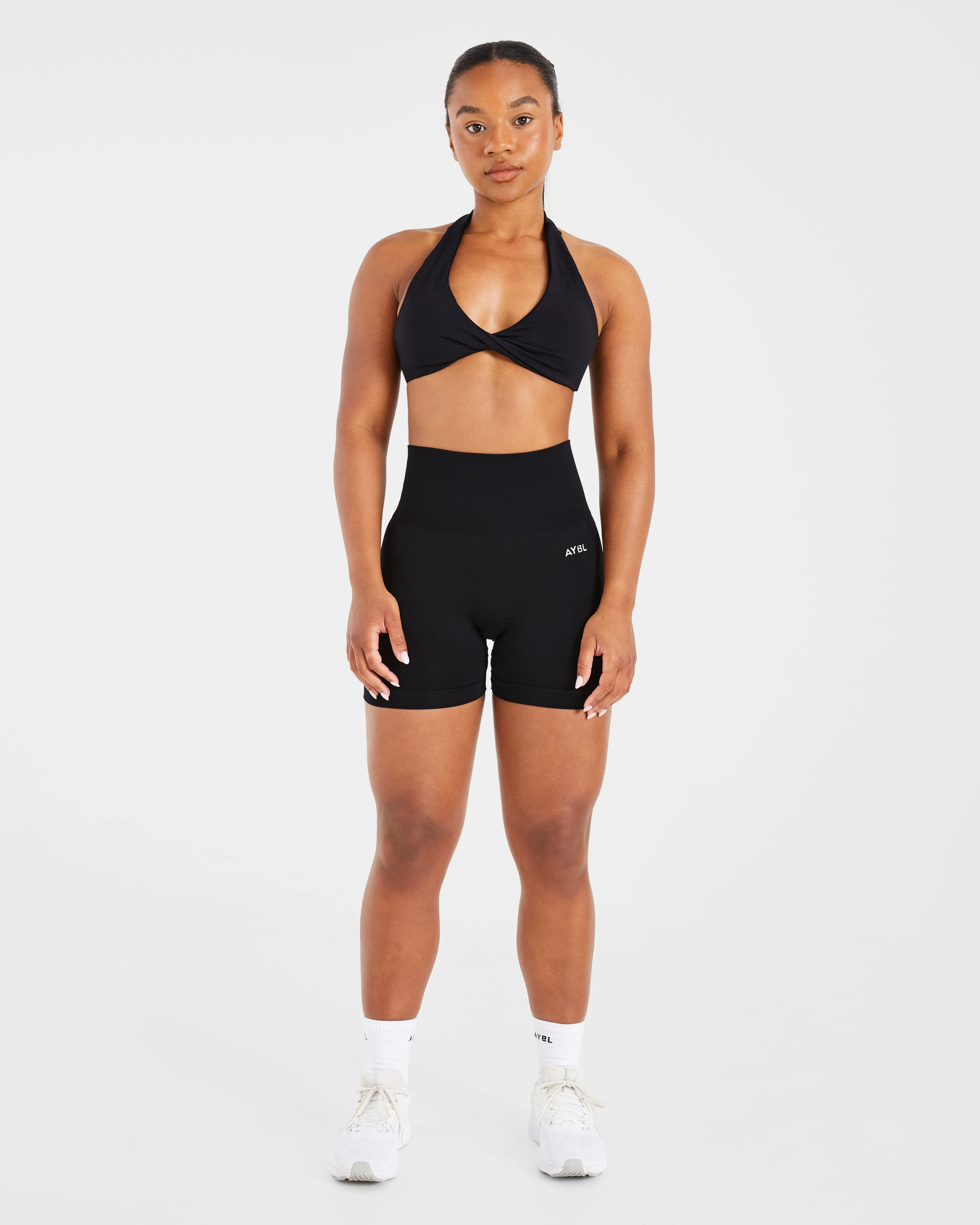 Essential Halterneck Sports Bra - Black - Image 3