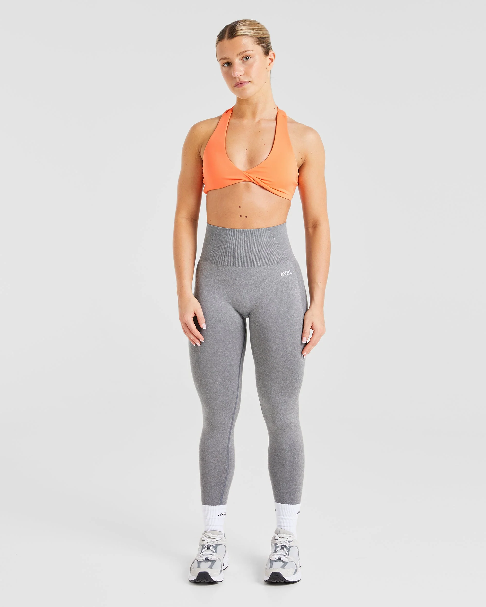 Essential Halterneck Sports Bra - Papaya Orange - Image 3