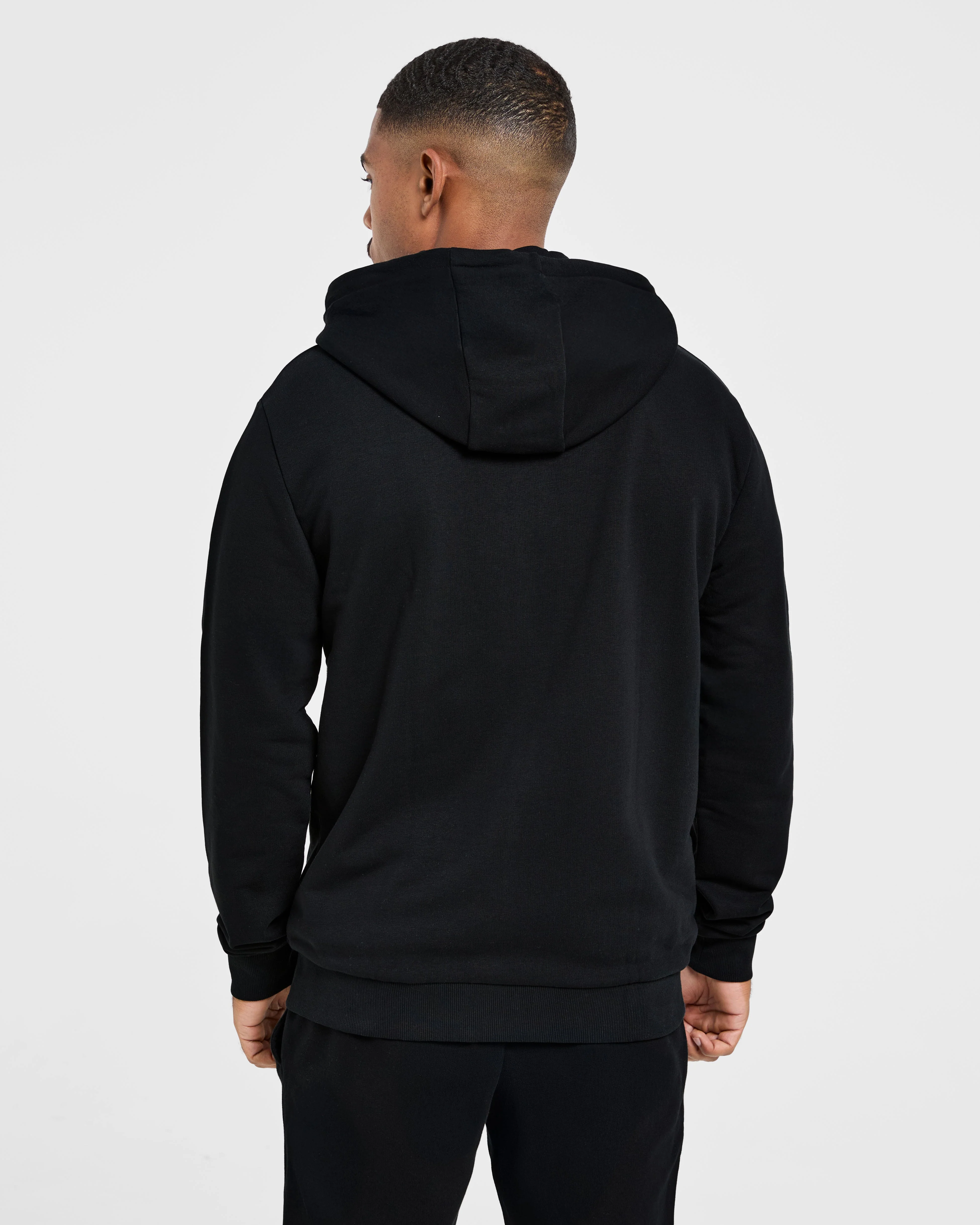 Essential Lightweight Zip Up Hoodie - Black - Image 2