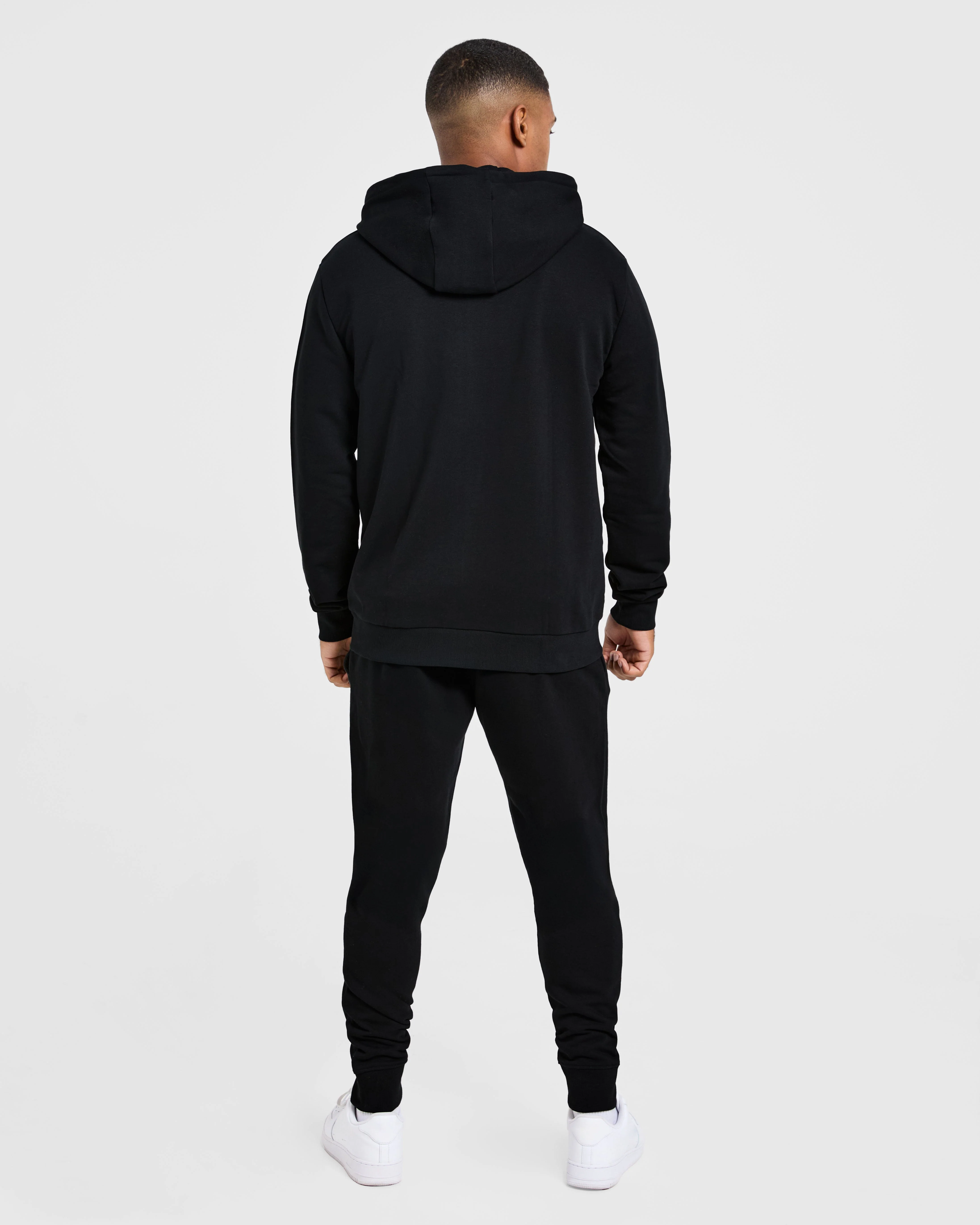 Essential Lightweight Zip Up Hoodie - Black - Image 4
