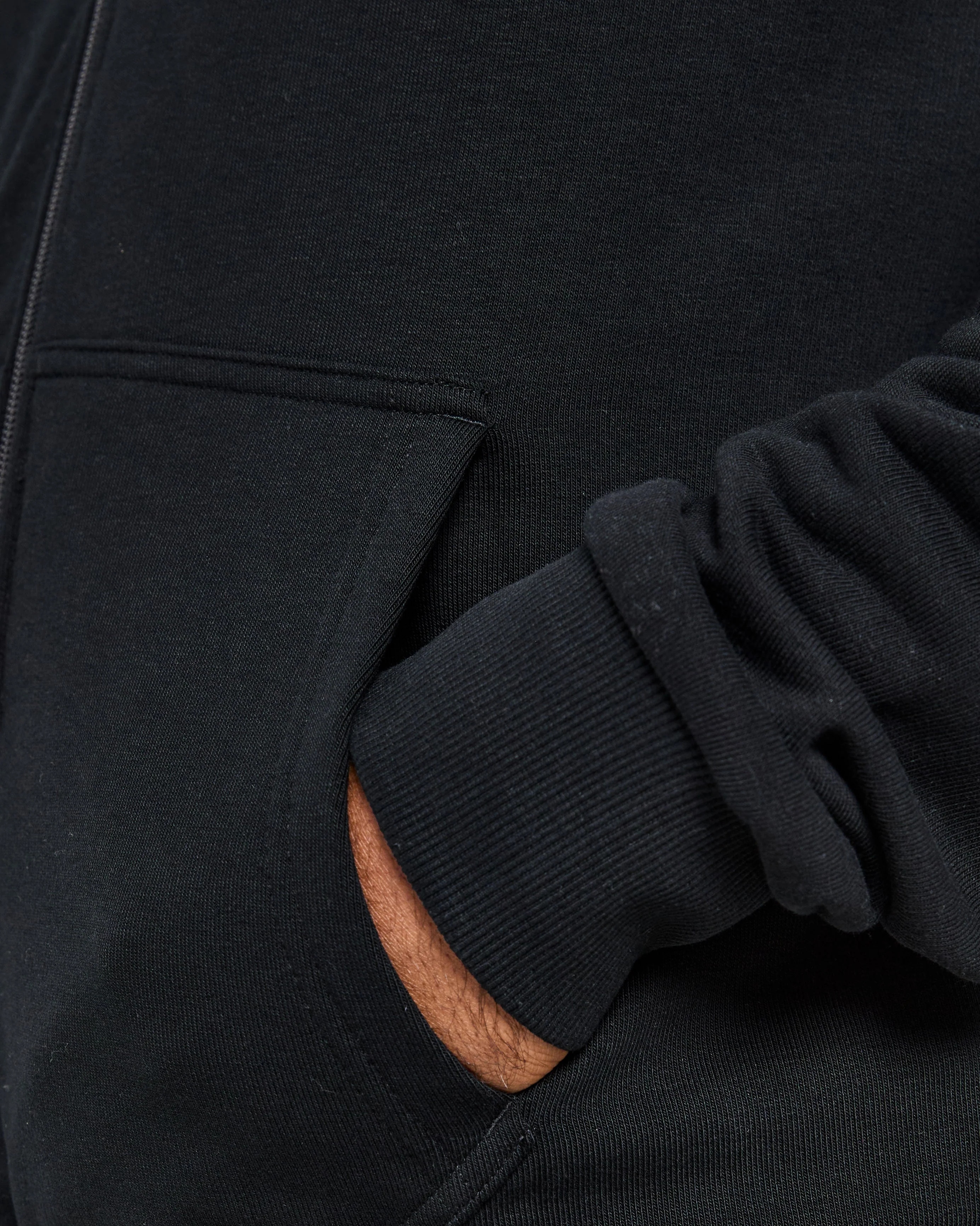 Essential Lightweight Zip Up Hoodie - Black - Image 6