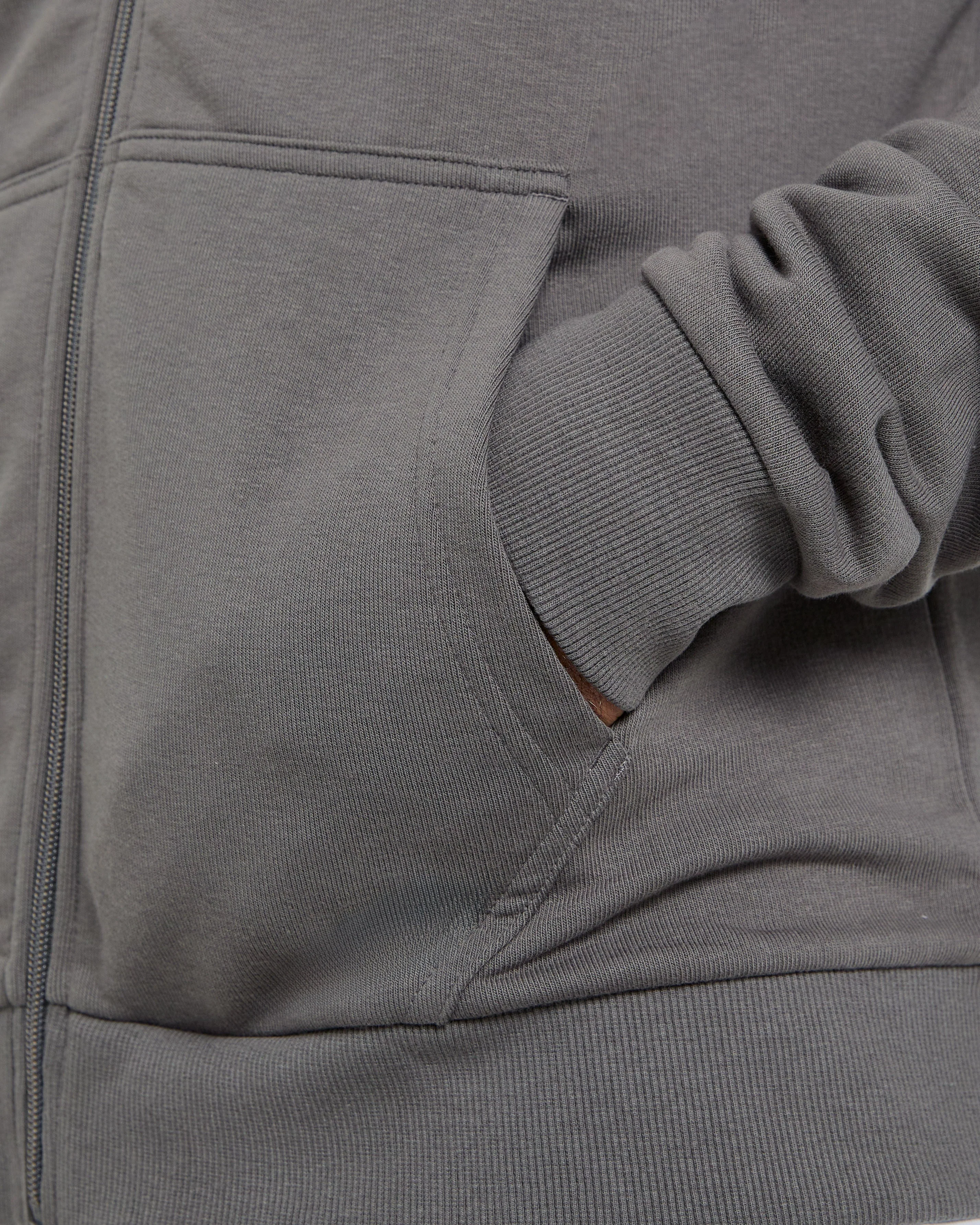 Essential Lightweight Zip Up Hoodie - Charcoal - Image 6