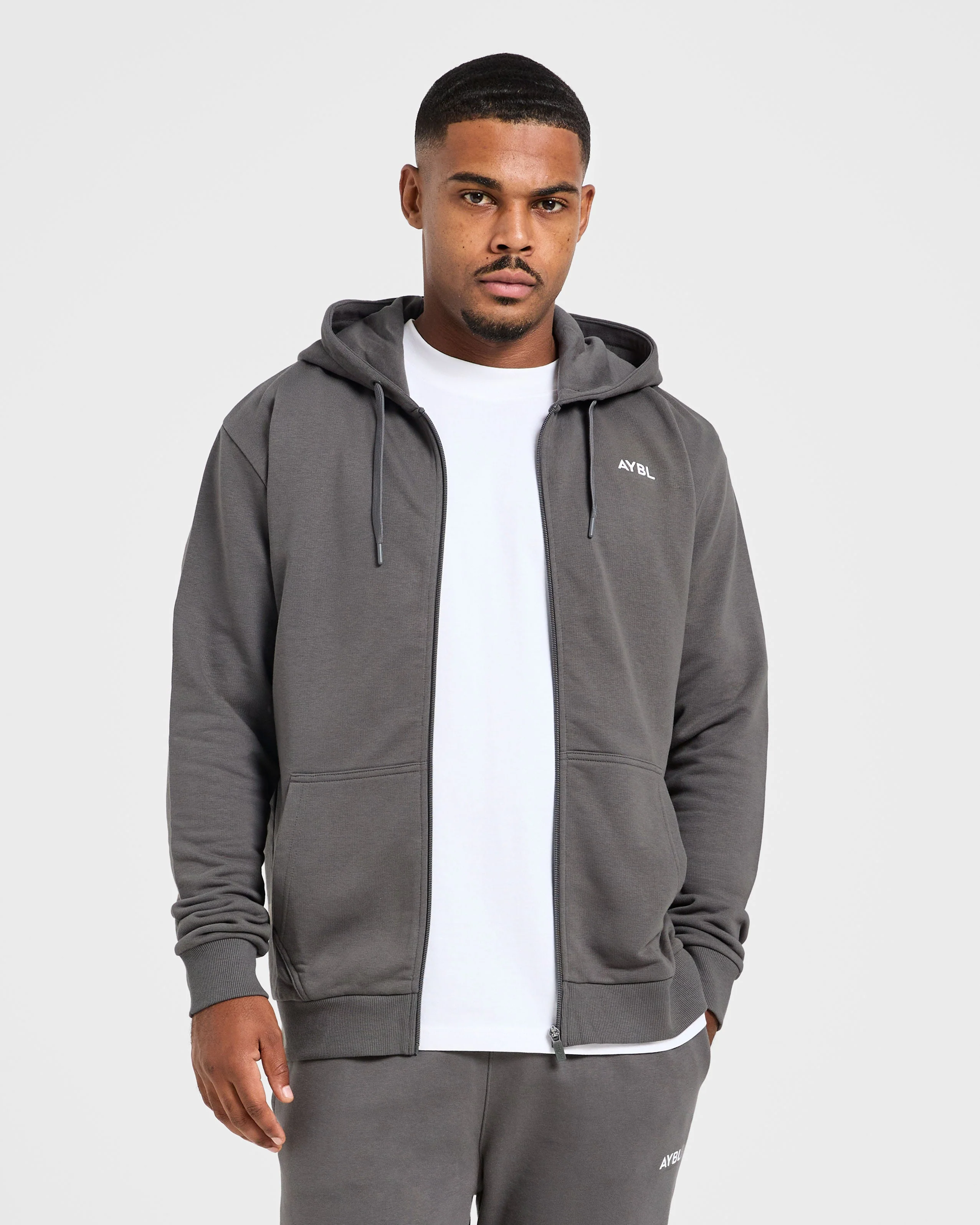 Essential Lightweight Zip Up Hoodie - Charcoal - Image 7