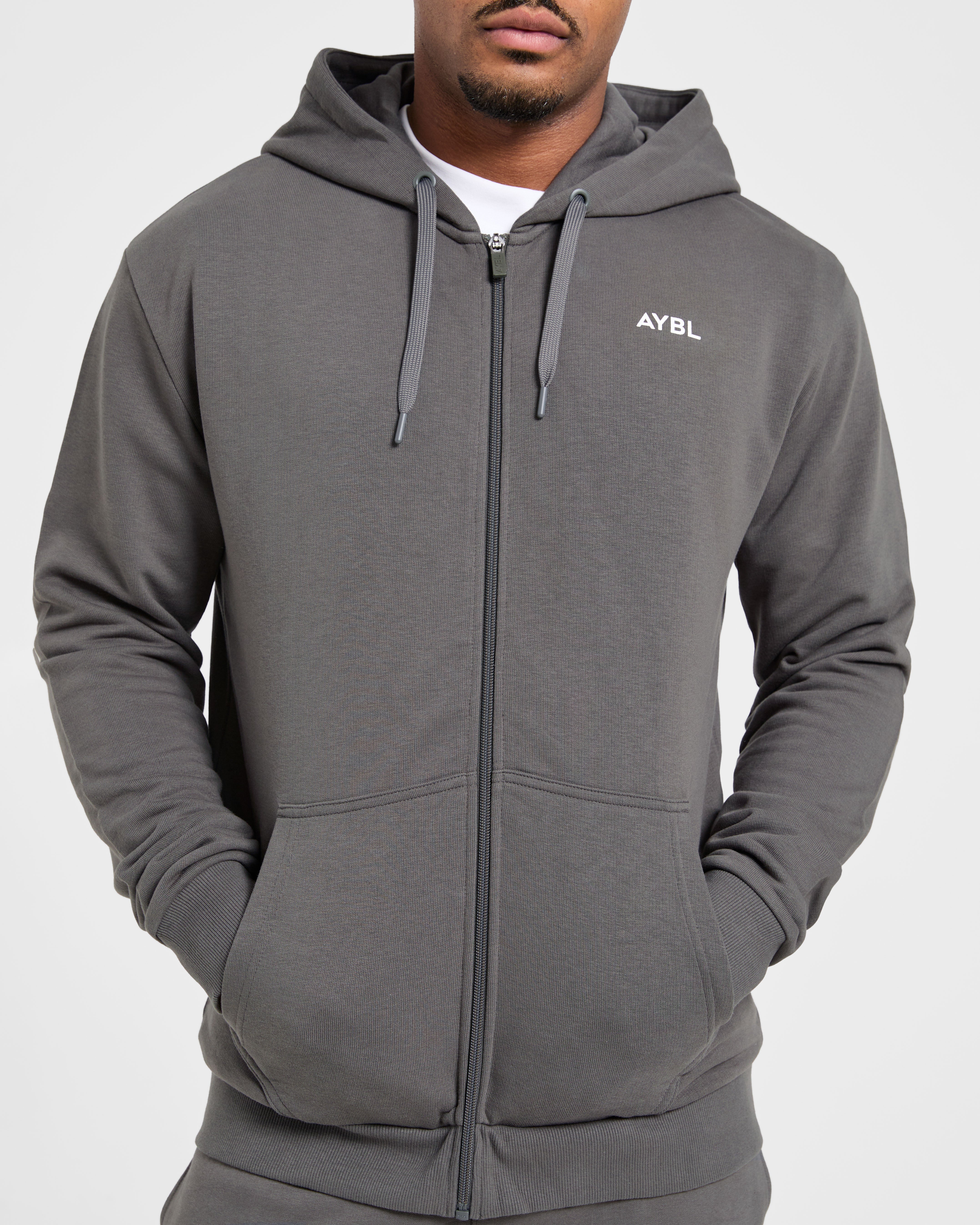 Essential Lightweight Zip Up Hoodie - Charcoal - Image 8