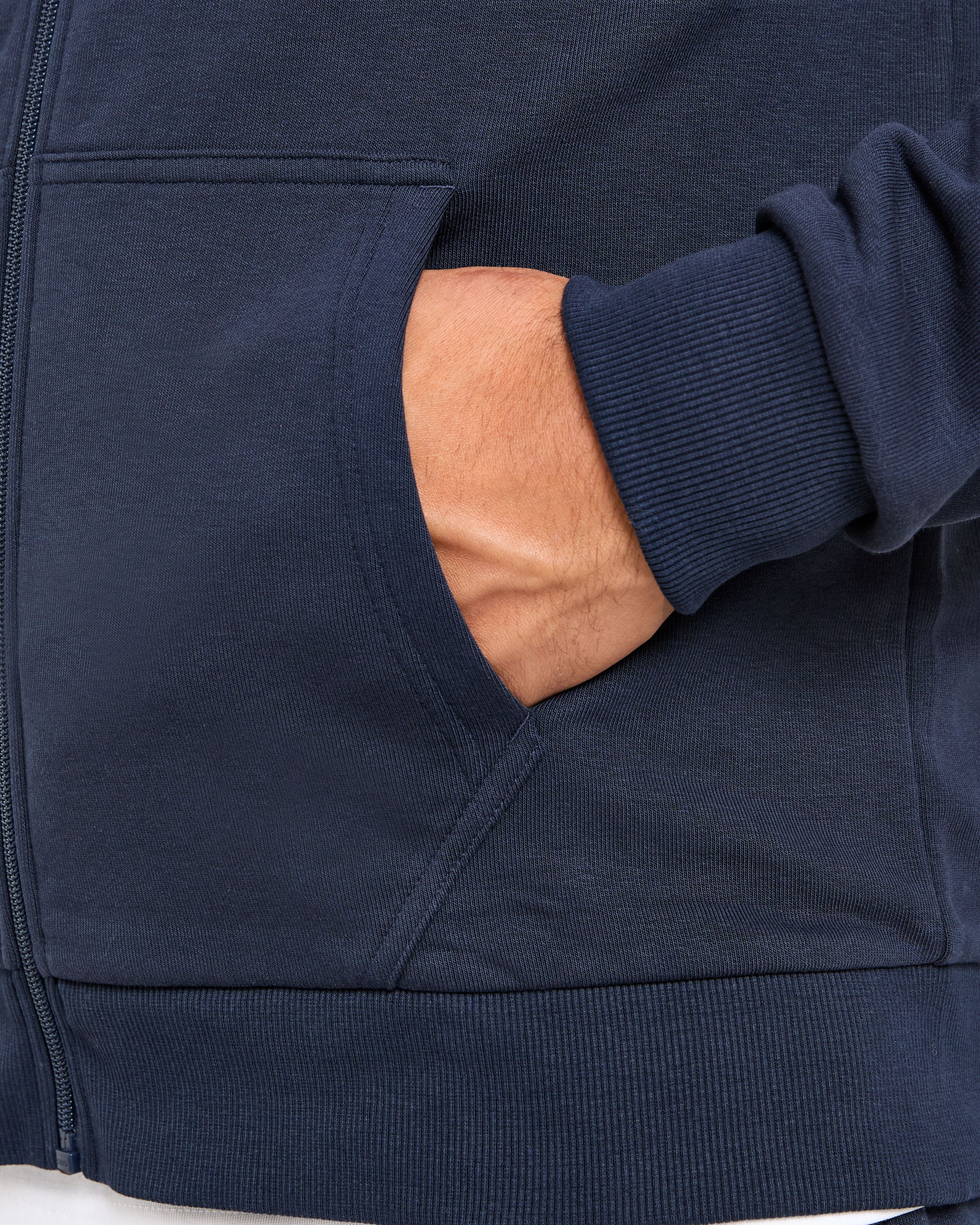 Essential Lightweight Zip Up Hoodie - Navy - Image 6