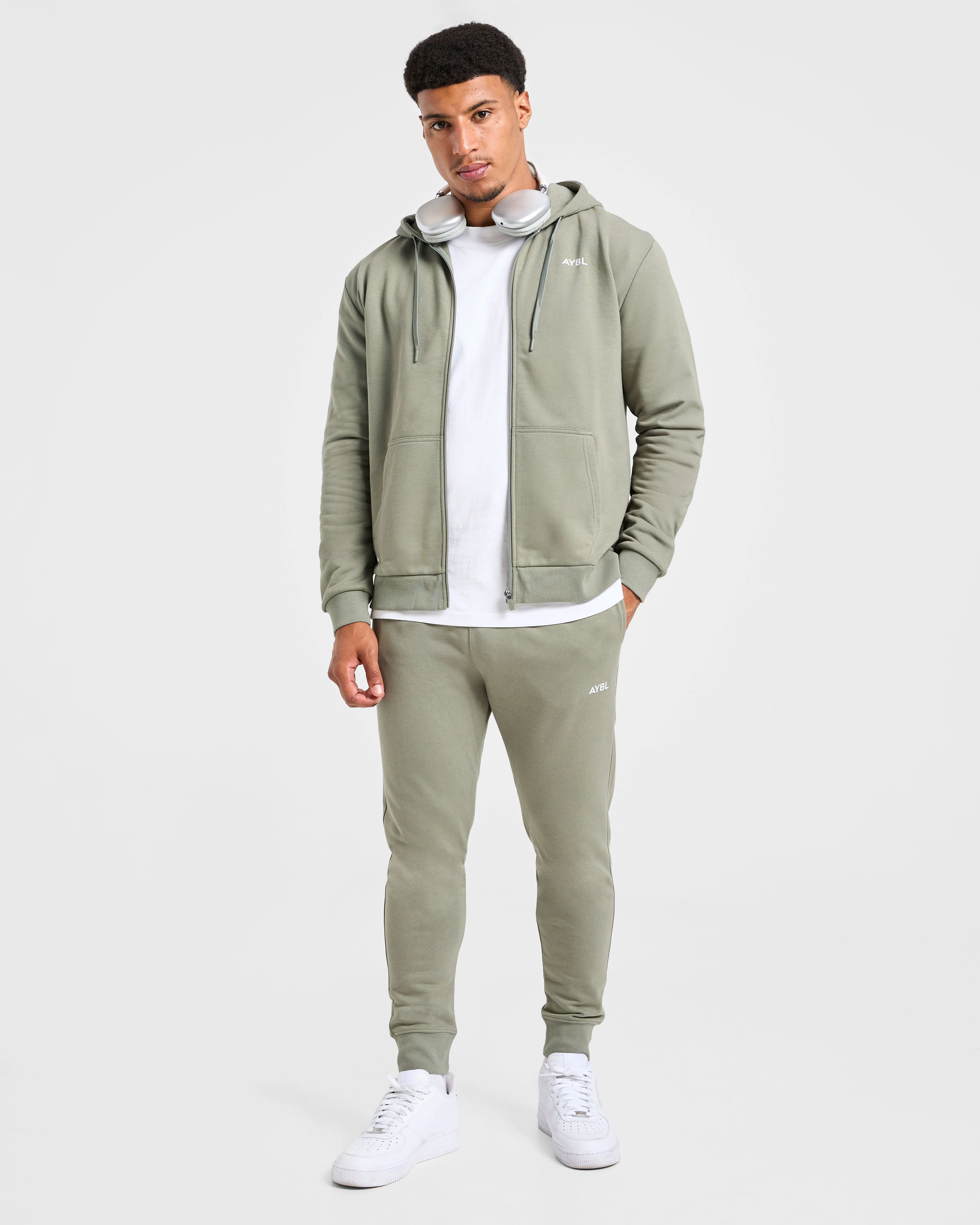 Essential Lightweight Zip Up Hoodie - Washed Sage - Image 7