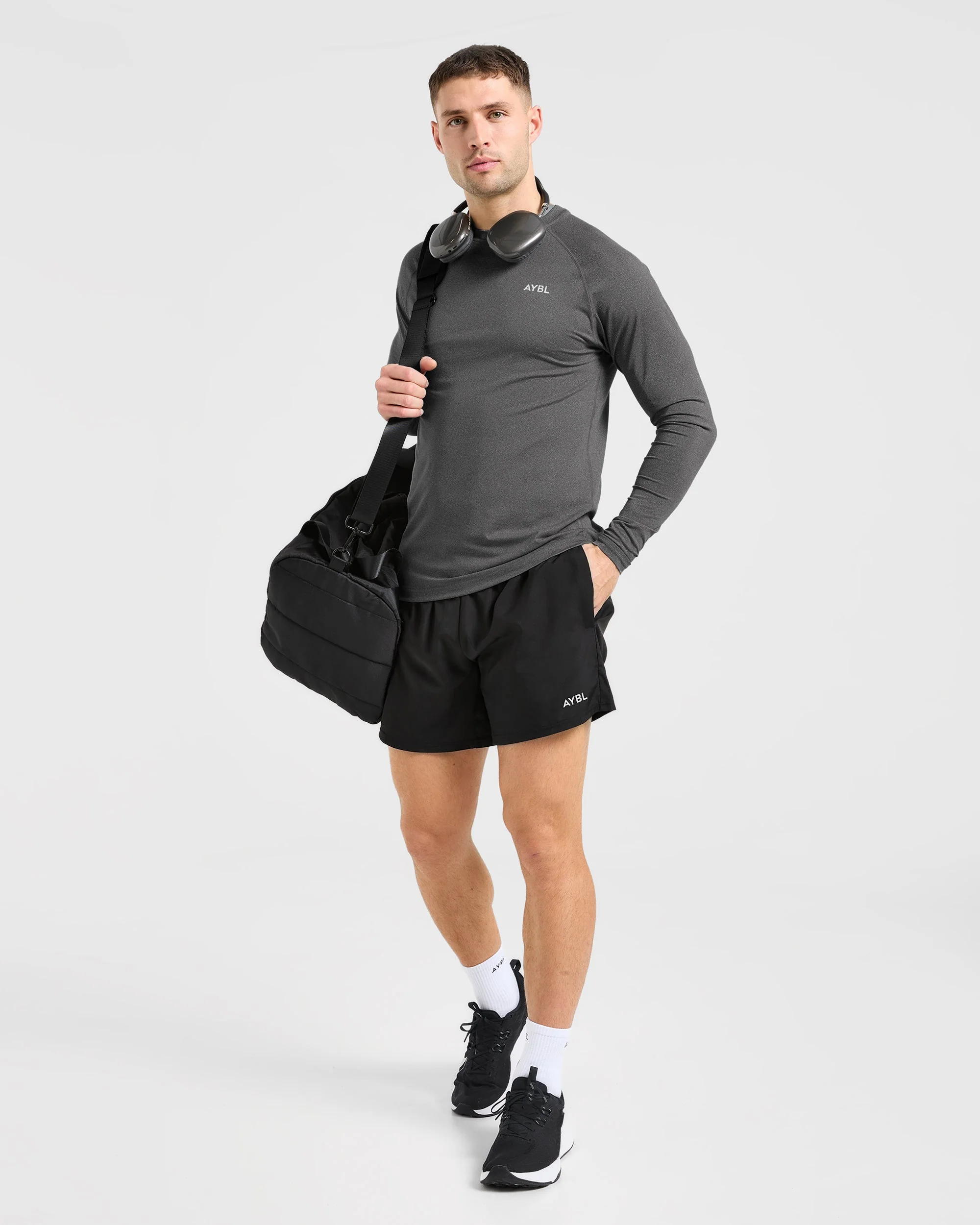 Essential Long Sleeve T Shirt - Grey Marl - Image 8