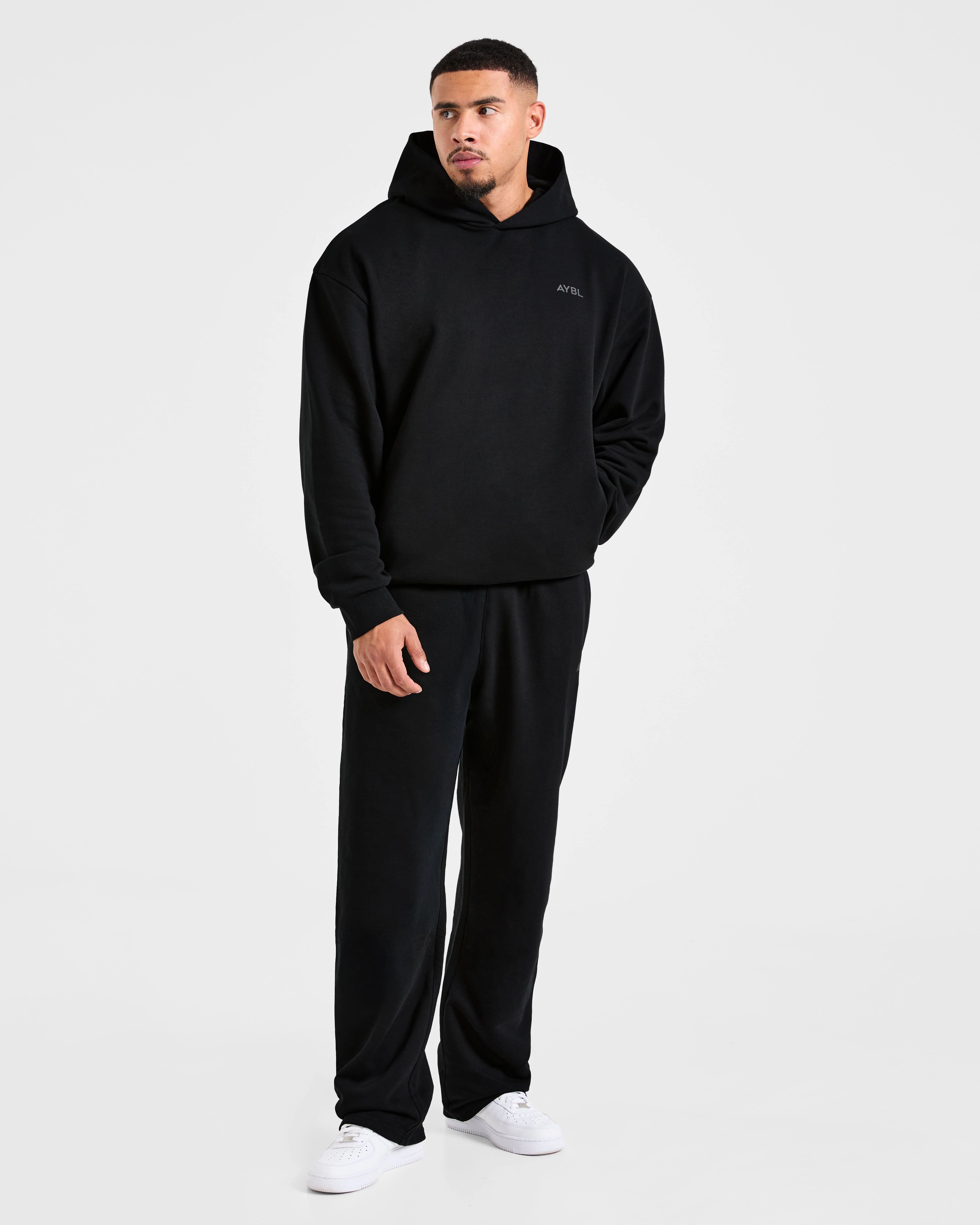 Essential Oversized Graphic Hoodie - Black - Image 3